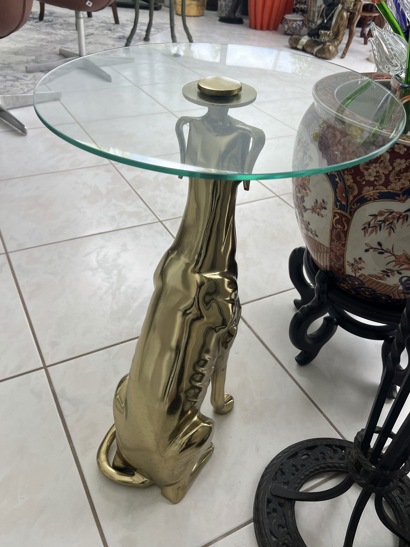 Brass Greyhound Side Table - 5