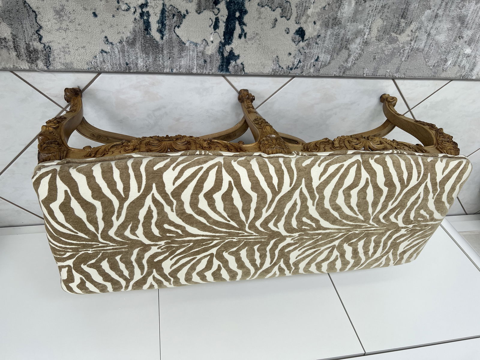 Antique Hall Bed Bench Zebra Print - 6