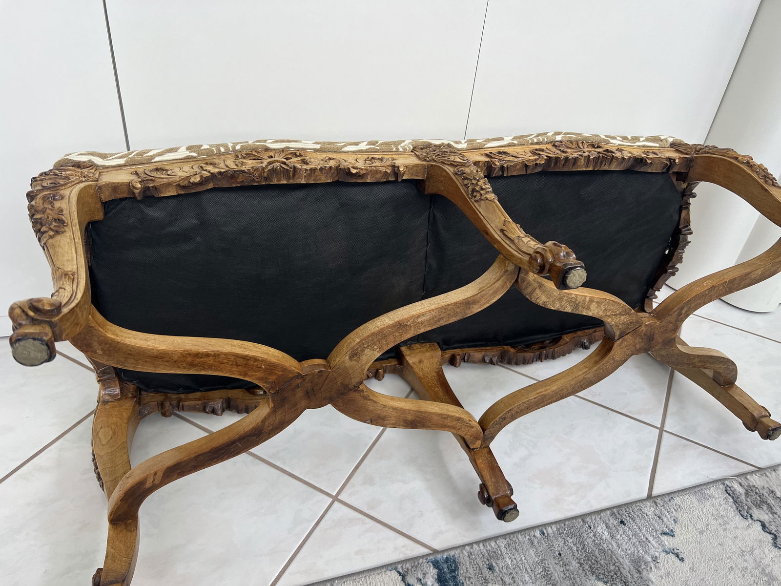 Antique Hall Bed Bench Zebra Print - 8