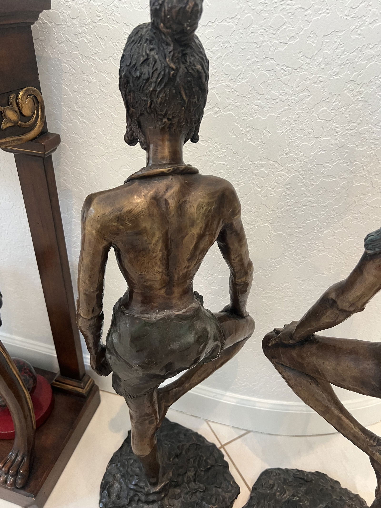 Pair of African Warrior Bronze Statues Large 3 Feet Tall - 10