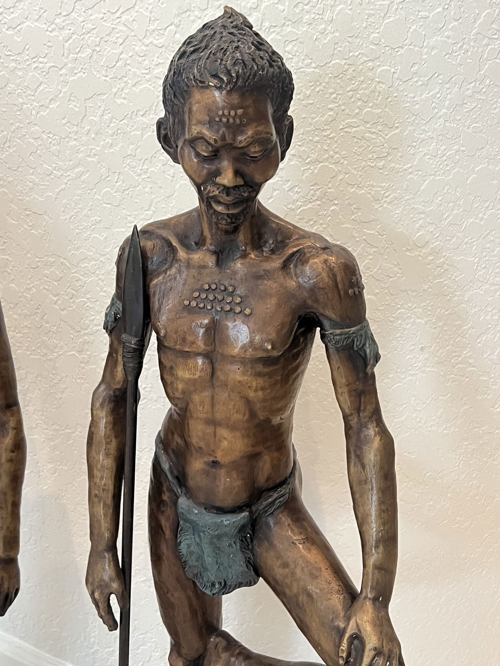 Pair of African Warrior Bronze Statues Large 3 Feet Tall - 2