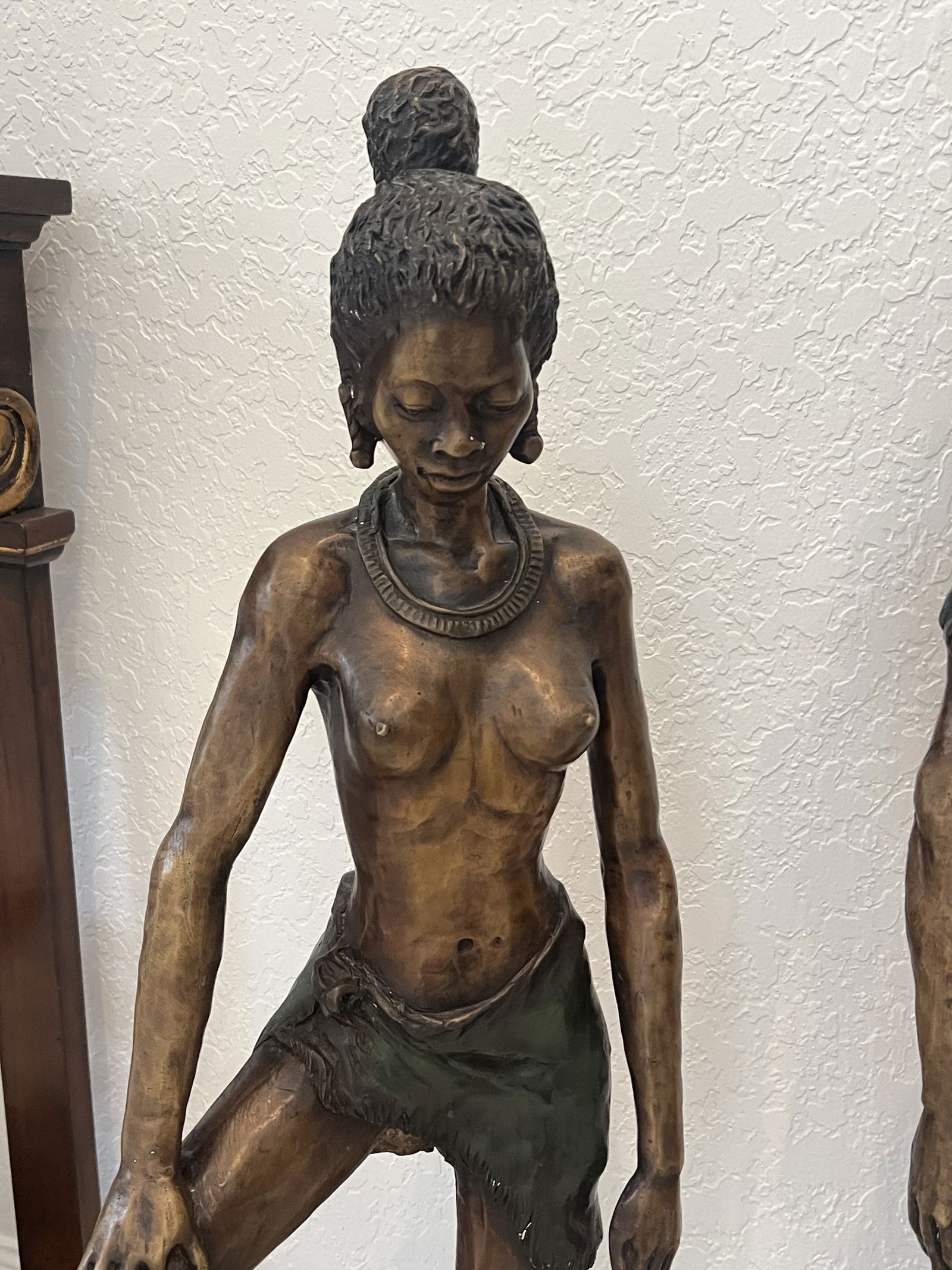 Pair of African Warrior Bronze Statues Large 3 Feet Tall - 4