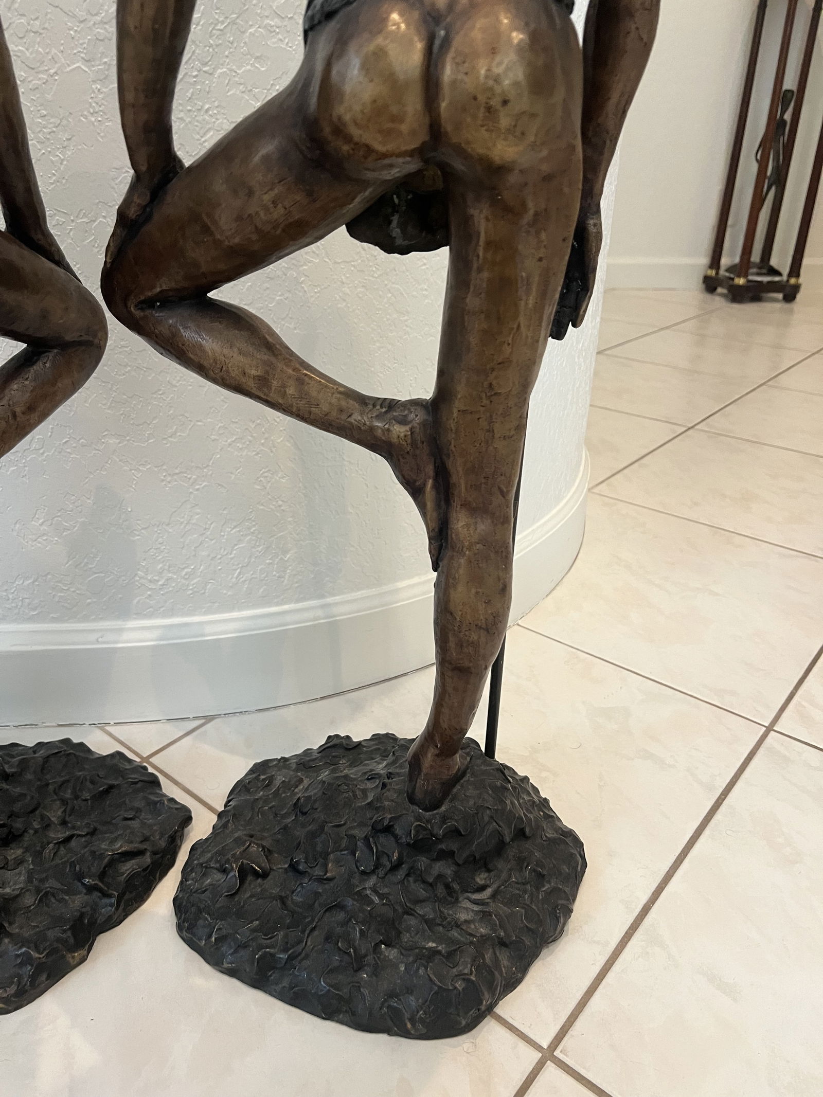 Pair of African Warrior Bronze Statues Large 3 Feet Tall - 8