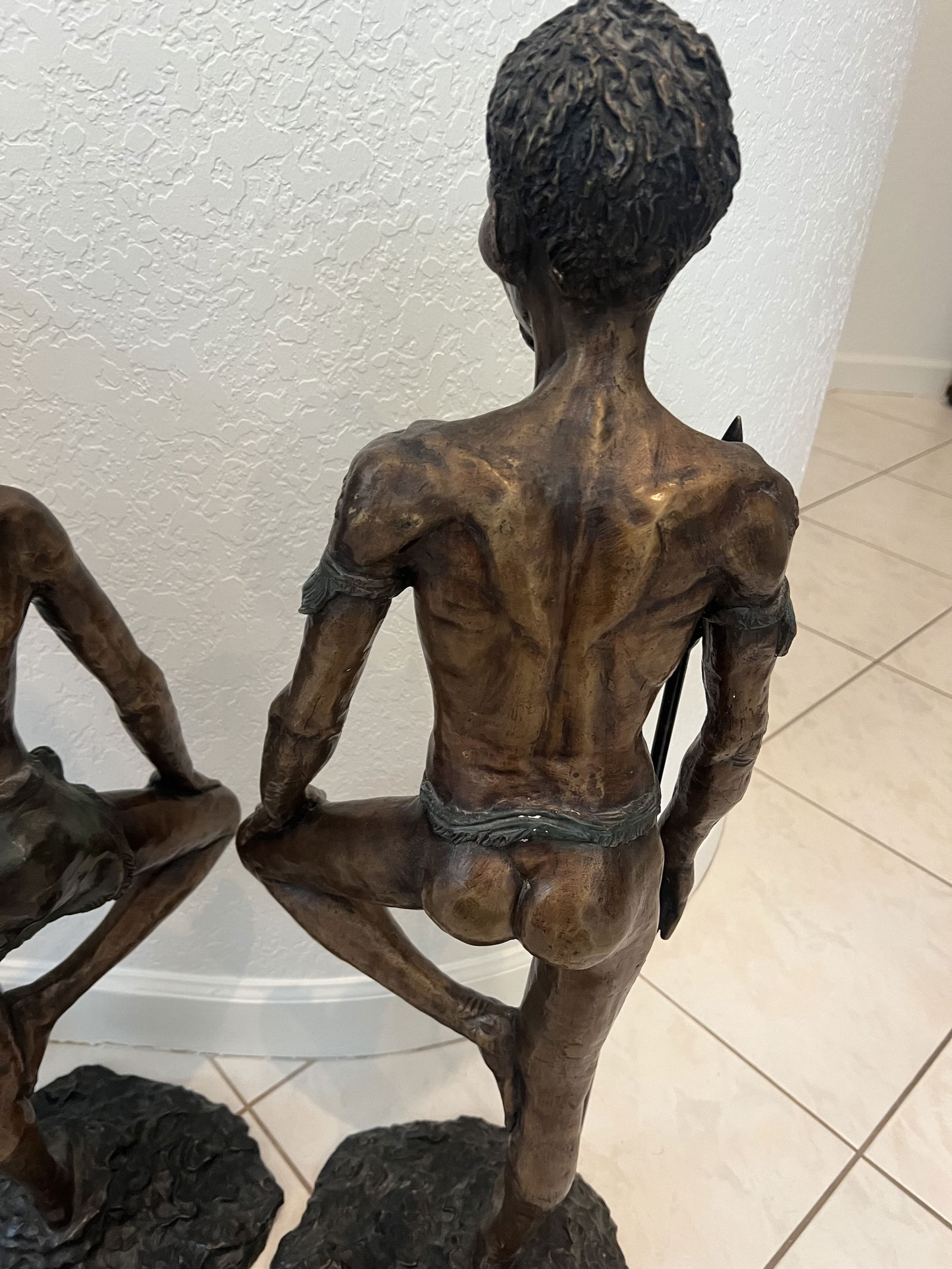 Pair of African Warrior Bronze Statues Large 3 Feet Tall - 9
