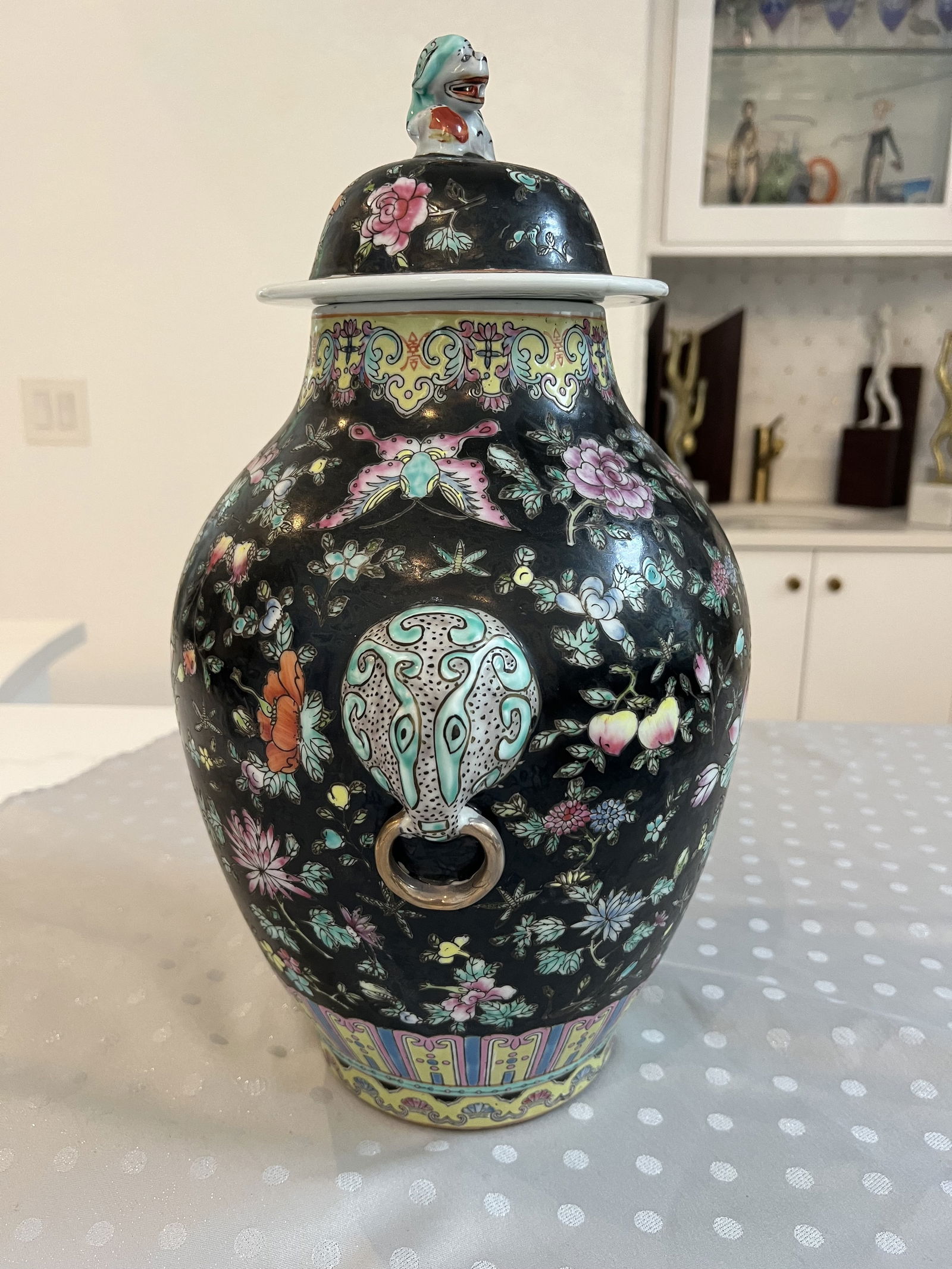 Famille Noire Porcelain Covered Ginger Jar - 3