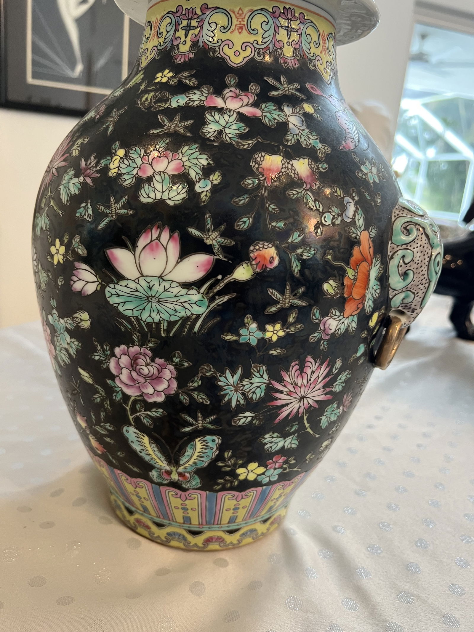 Famille Noire Porcelain Covered Ginger Jar - 4