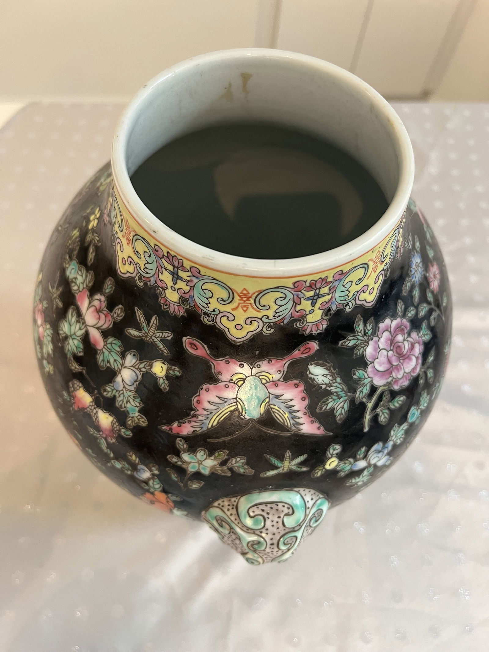 Famille Noire Porcelain Covered Ginger Jar - 6