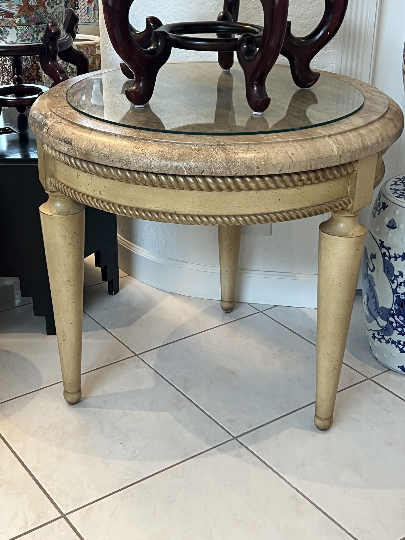 Vintage French Style Marble Top Table (1 of 4)