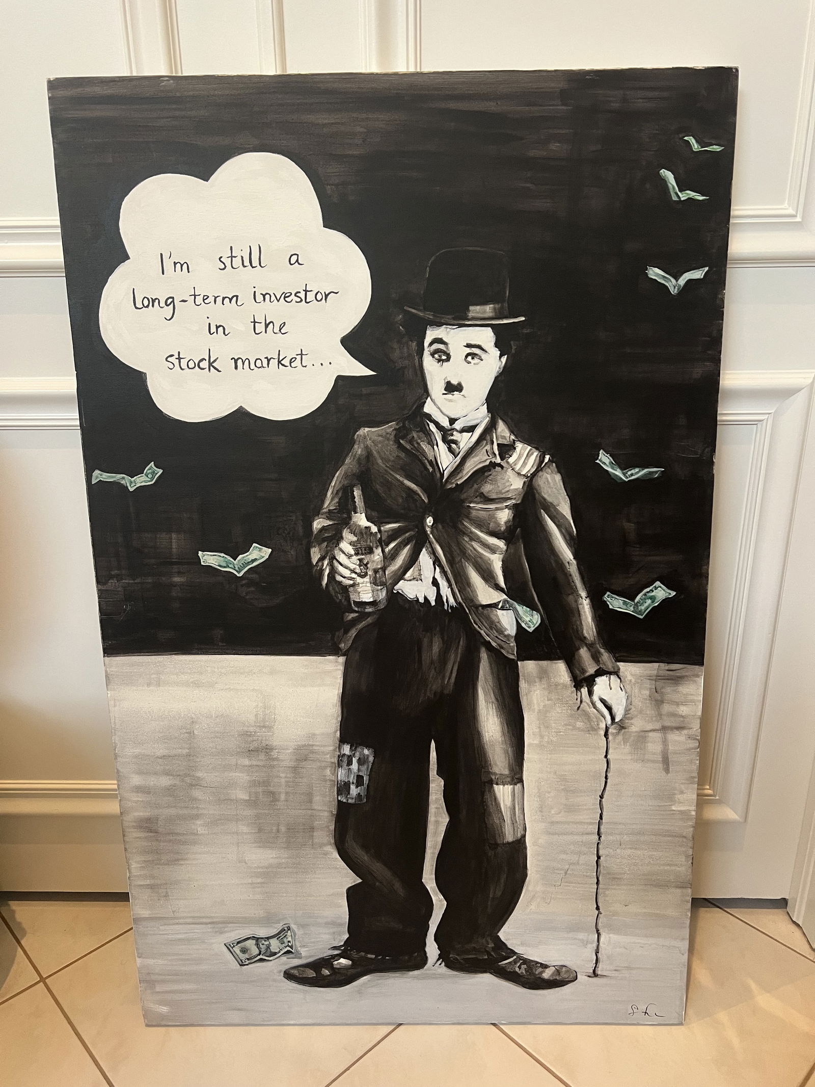 Signed Painting of Charlie Chaplin (1 of 6)