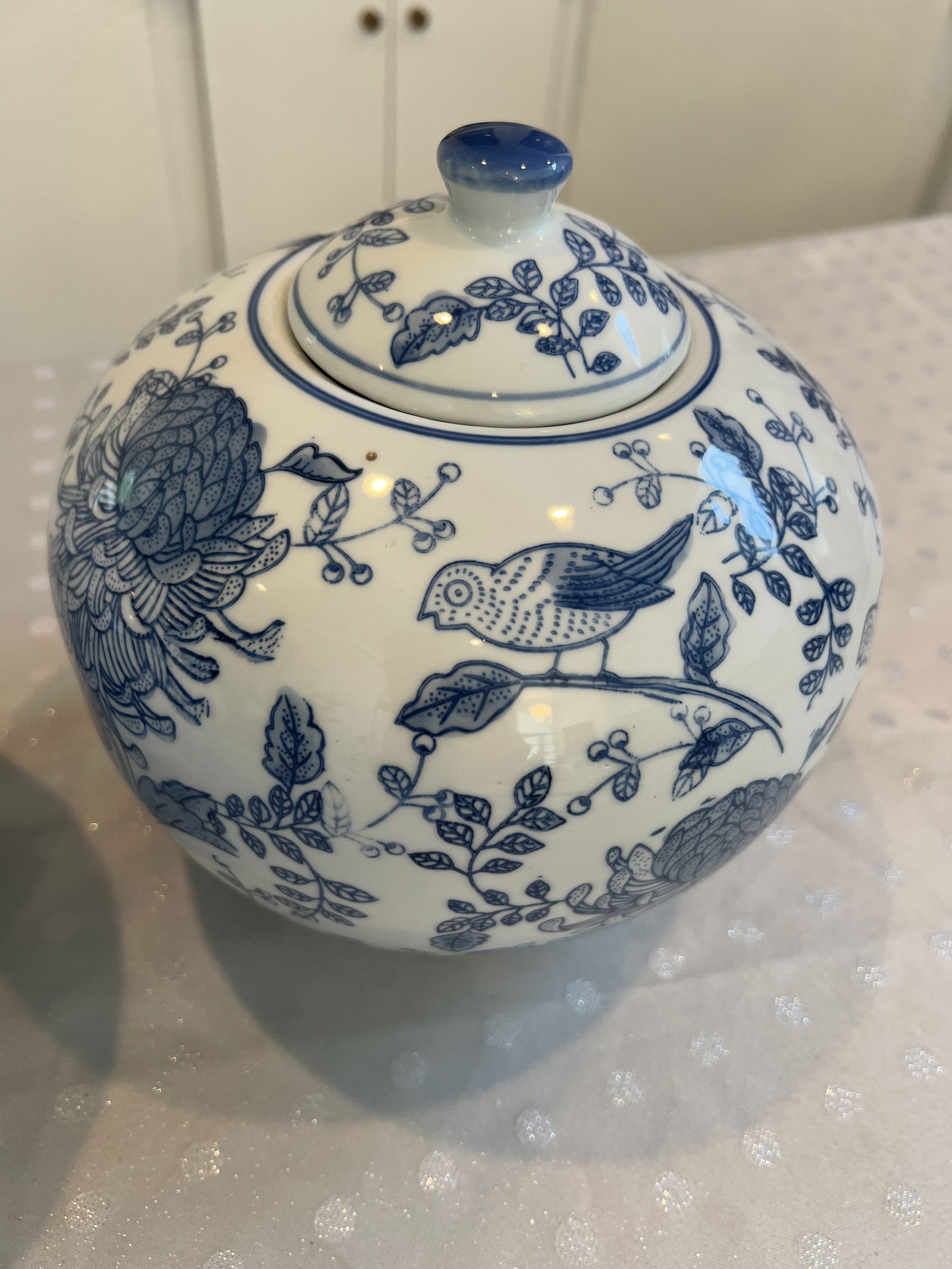 Pair of Blue and White Ceramic Ginger Jars - 3