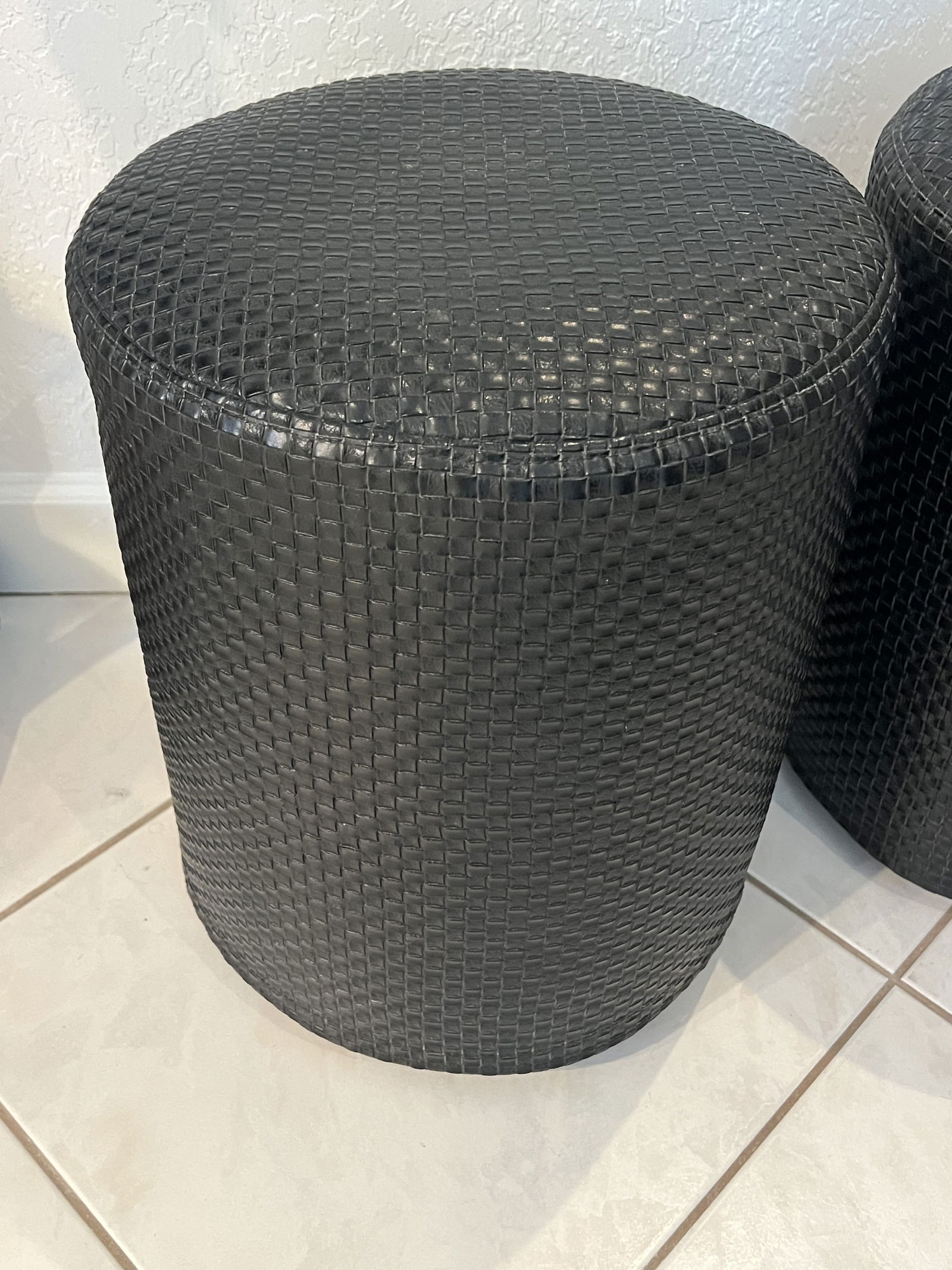 Pair of House of Mai Black Woven Stools - 2