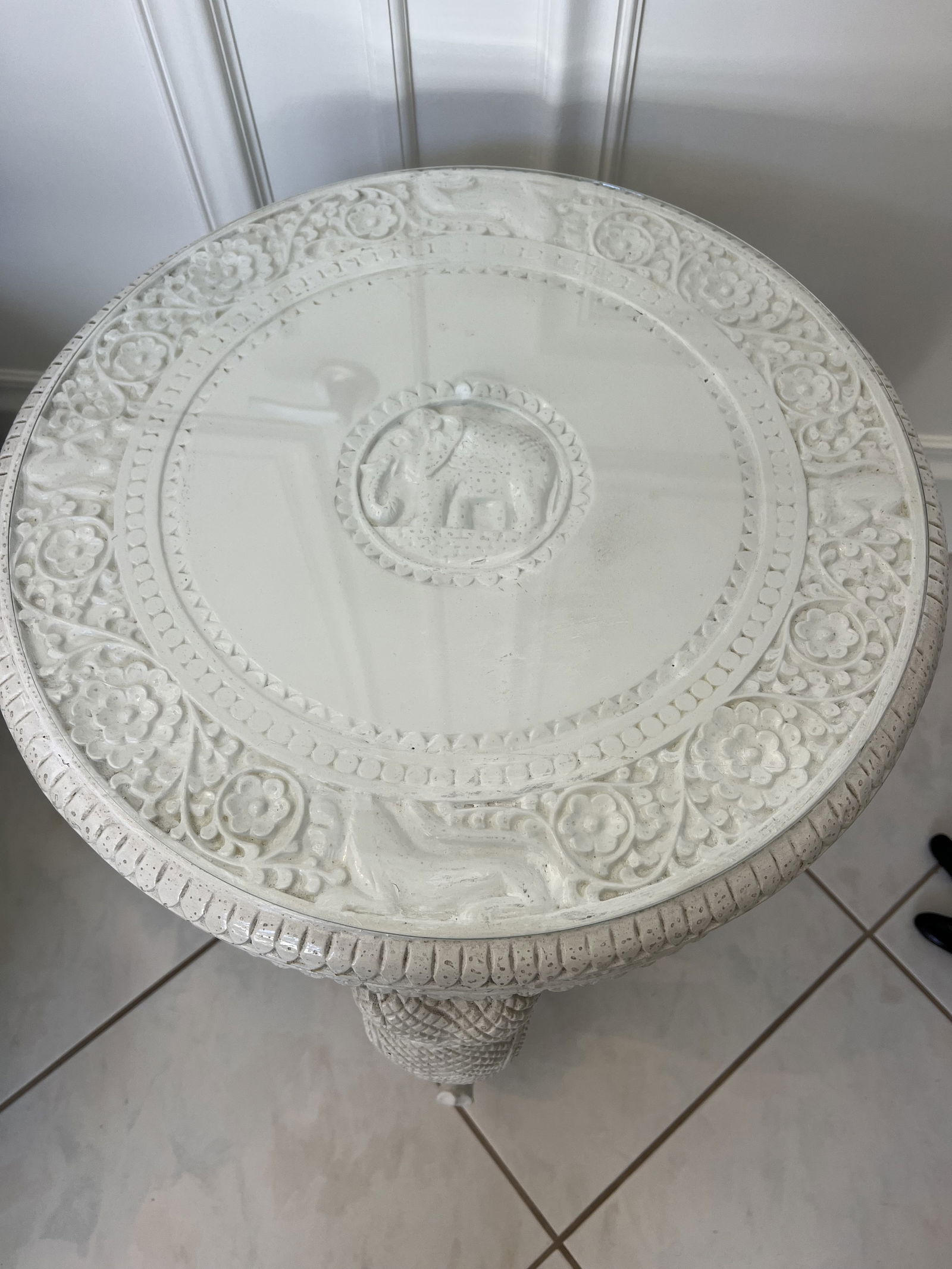 Indo Persian Carved Wood Elephant Table - 5