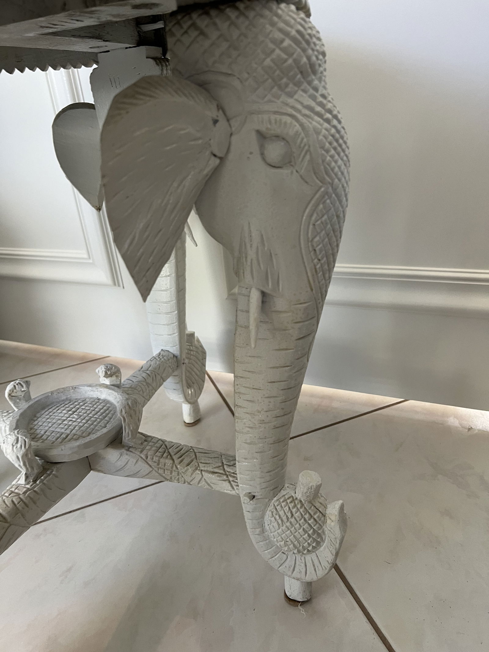 Indo Persian Carved Wood Elephant Table - 7