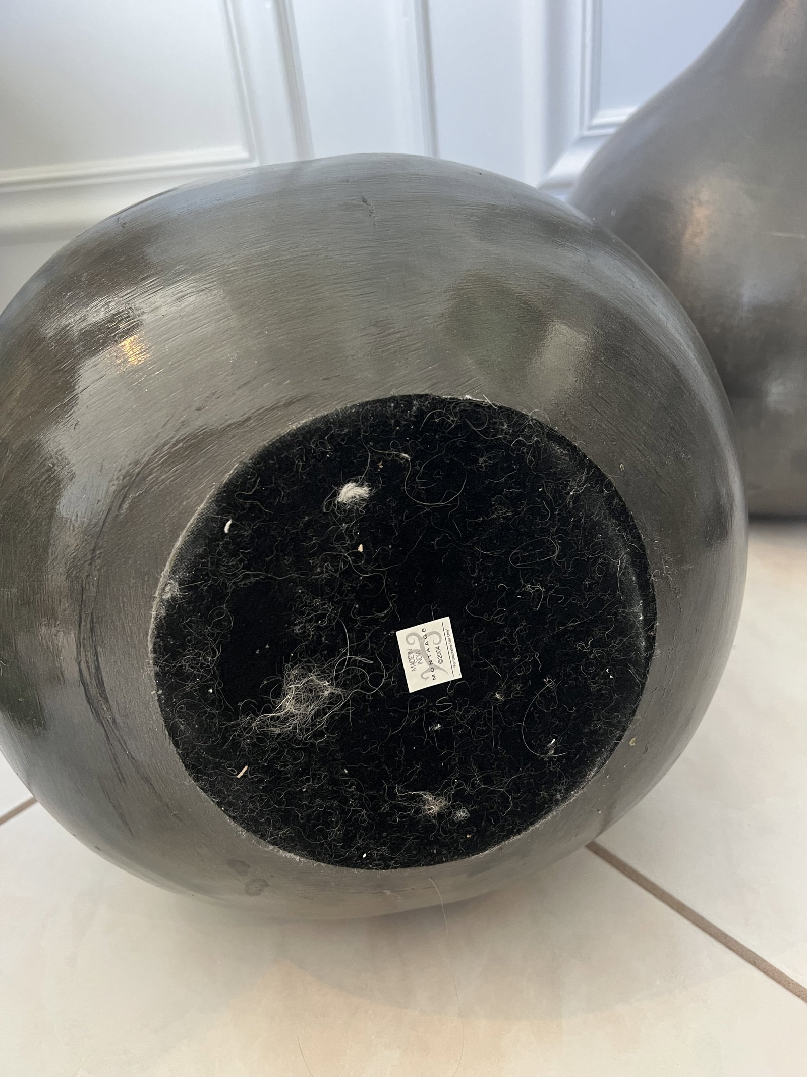 Large Brushed Aluminum & Lucite Floor Vases - 11