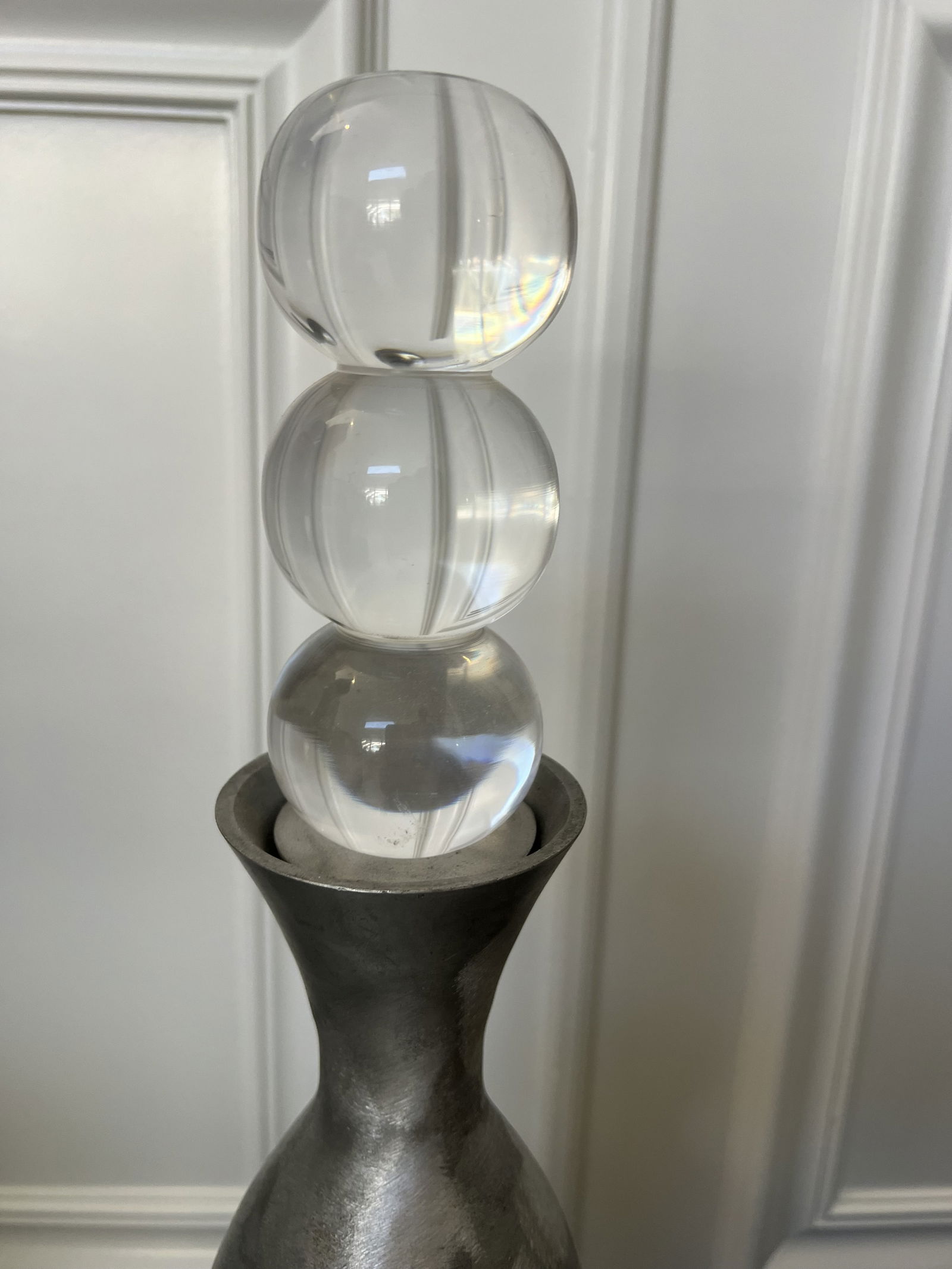 Large Brushed Aluminum & Lucite Floor Vases - 7