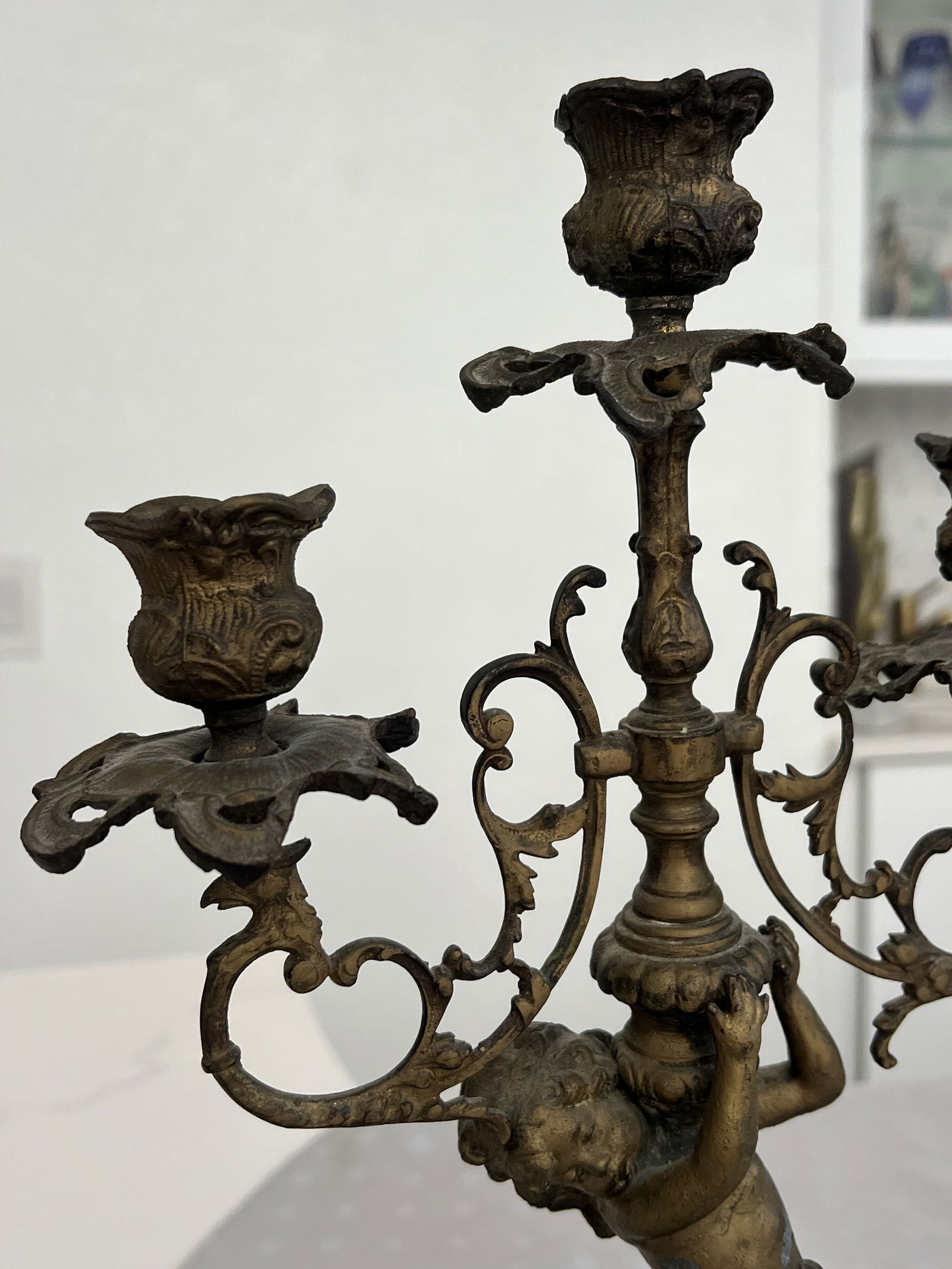 Pair of Antique Figural Candleabra - 3