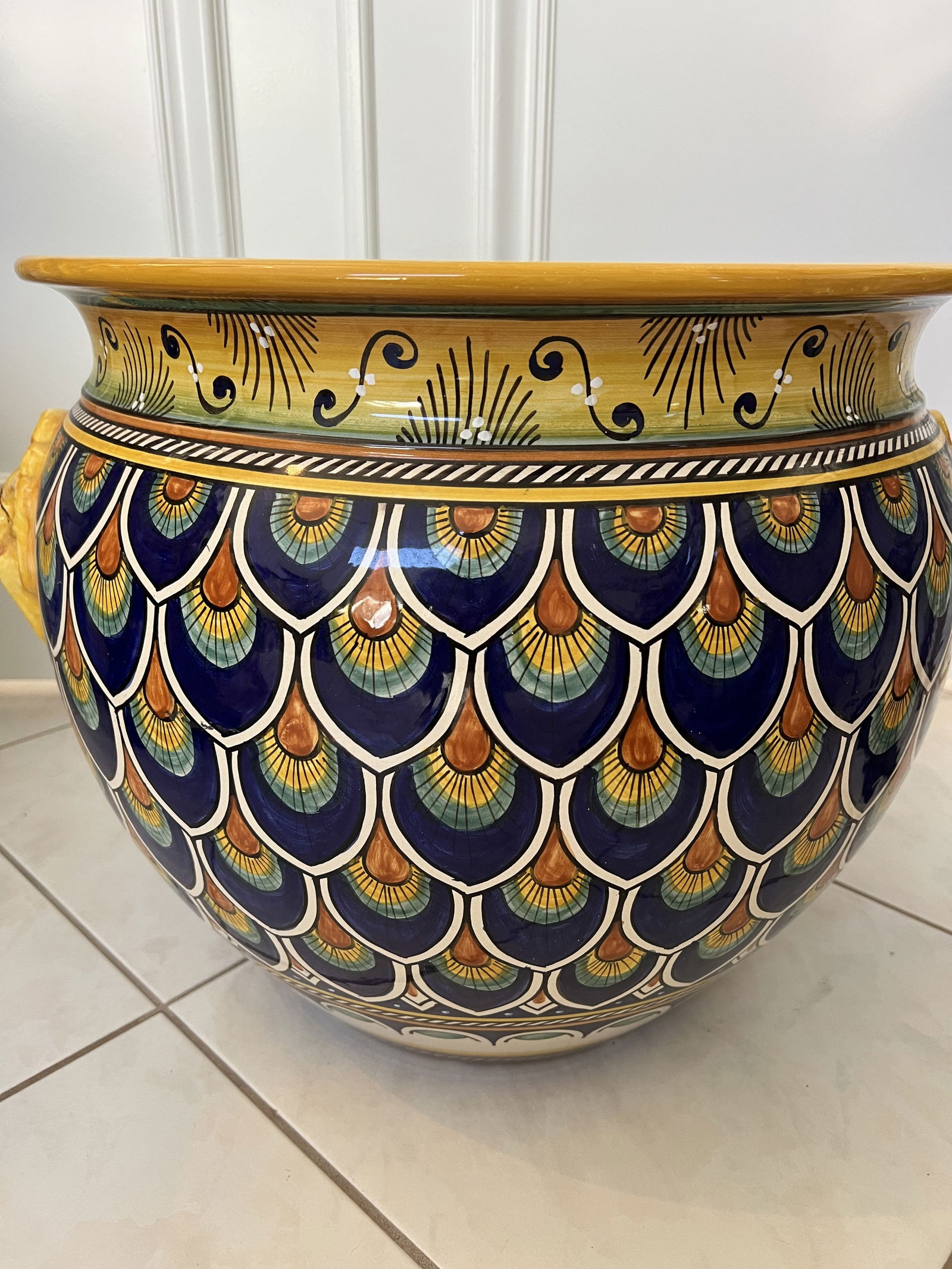 Signed Deruta Italy 20" Oversized Terra Cotta Planter Pot - 3