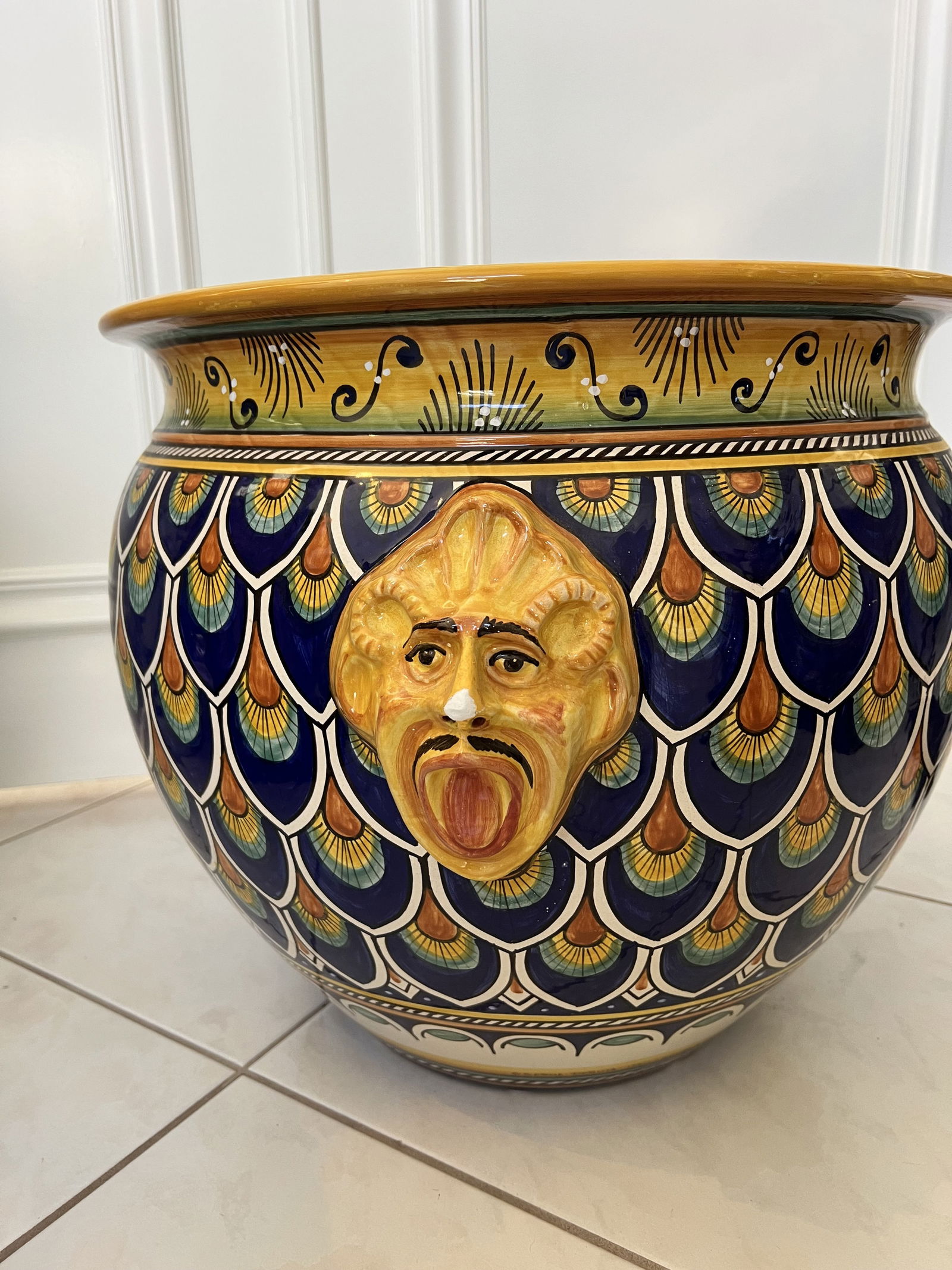 Signed Deruta Italy 20" Oversized Terra Cotta Planter Pot - 5