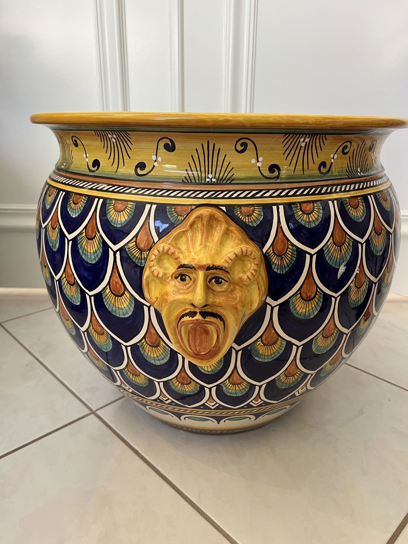 Signed Deruta Italy 20" Oversized Terra Cotta Planter Pot - 7