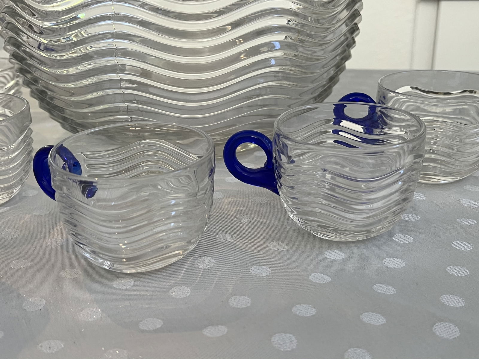 Cobalt Blue Glass Punch Bowl (7pc) - 2