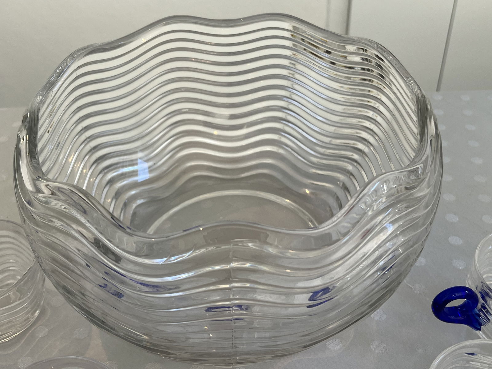 Cobalt Blue Glass Punch Bowl (7pc) - 4