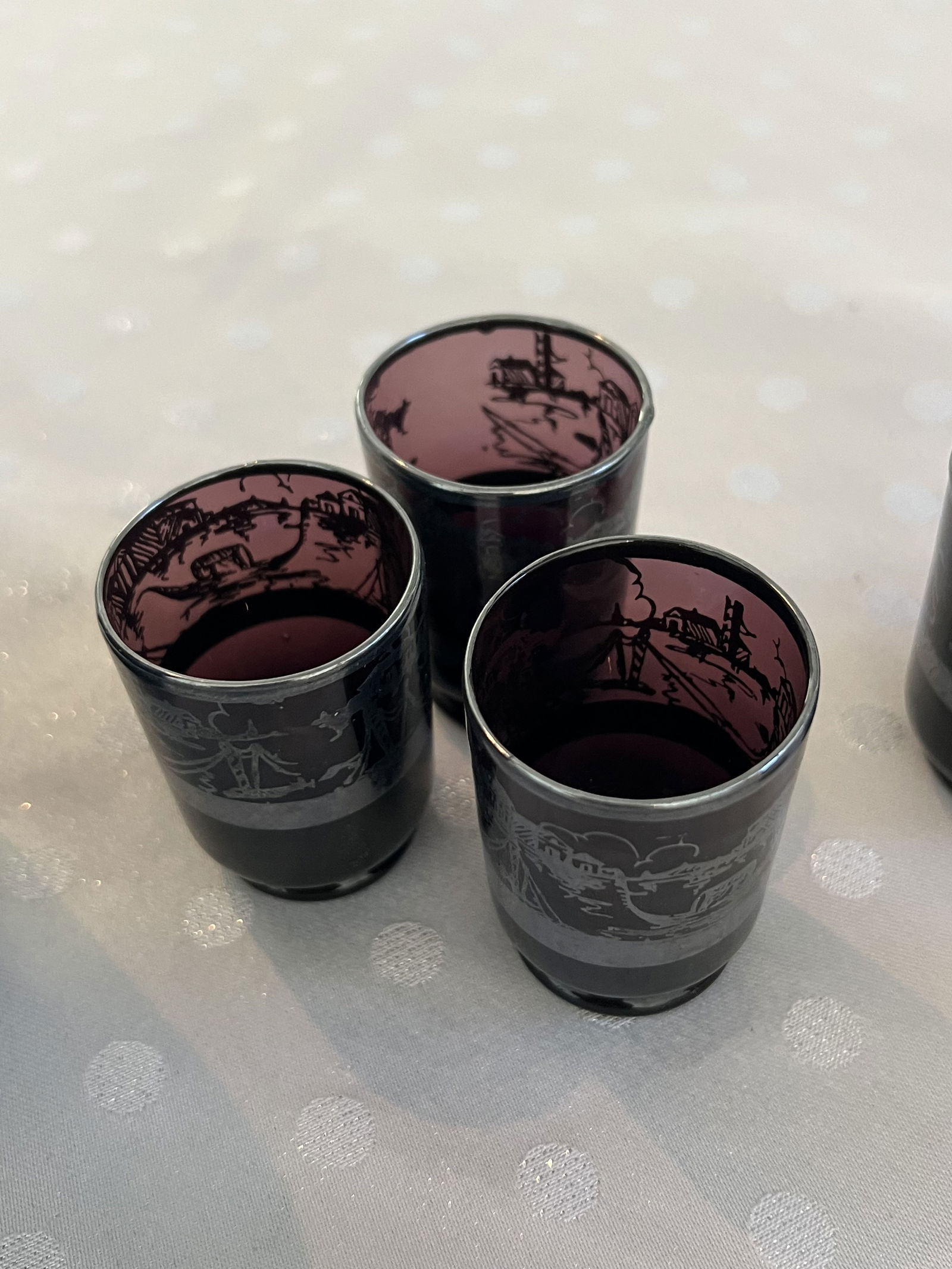 Amethyst Silver Overlay Glass Decanter - 7