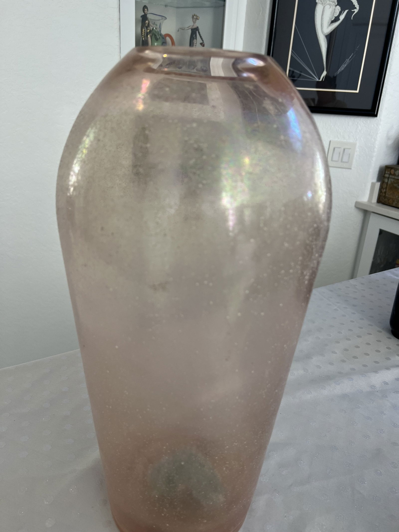 Large Italian Pink Art Glass vase - 2