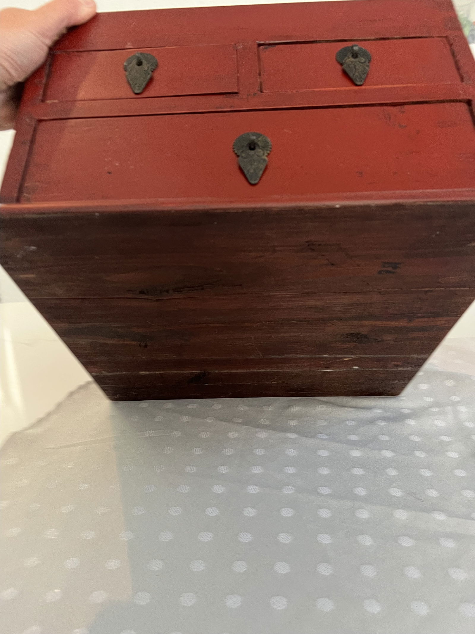 Vintage Chinoserie Red Lacquer Altar Stand - 12