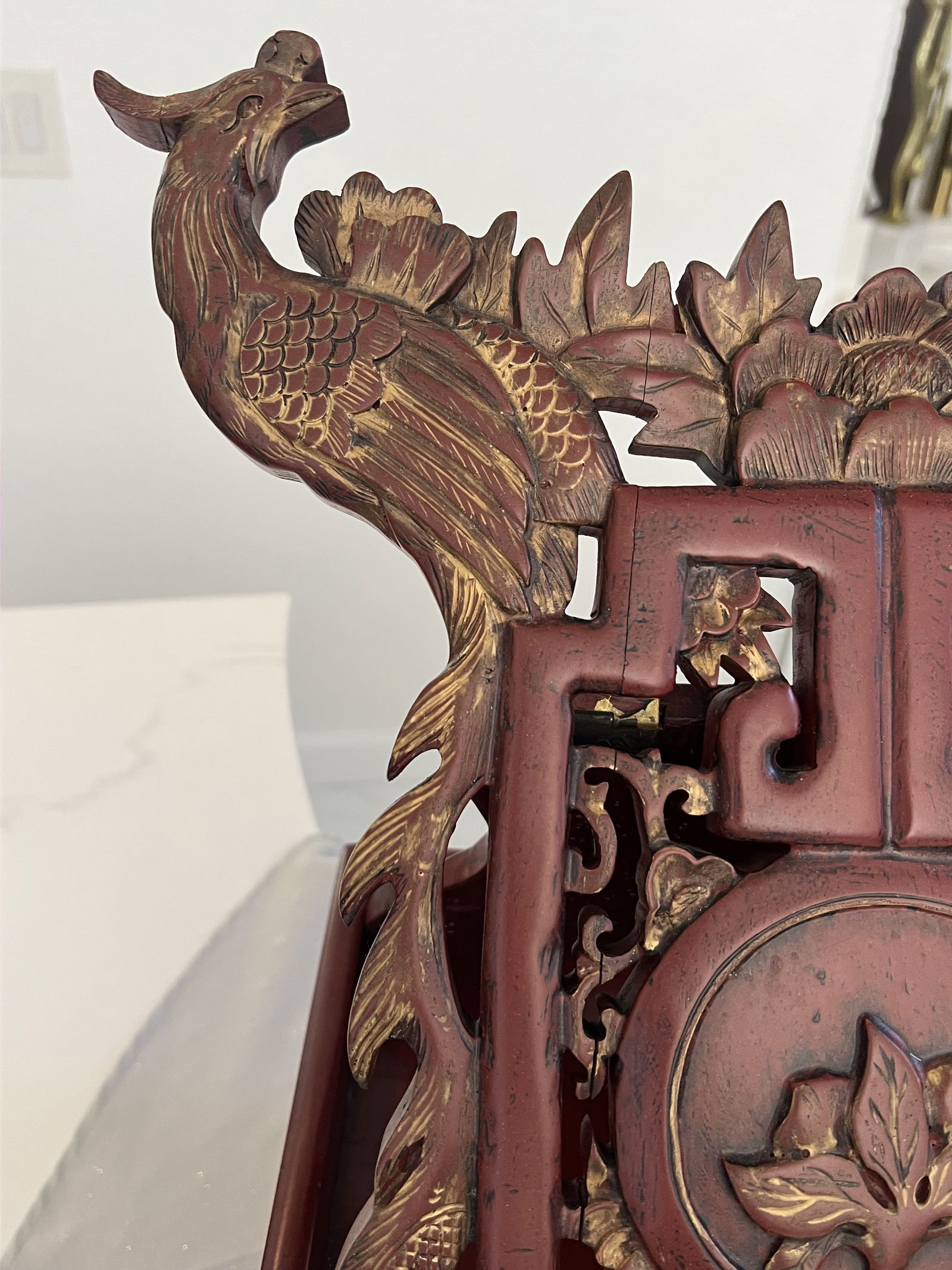 Vintage Chinoserie Red Lacquer Altar Stand - 3