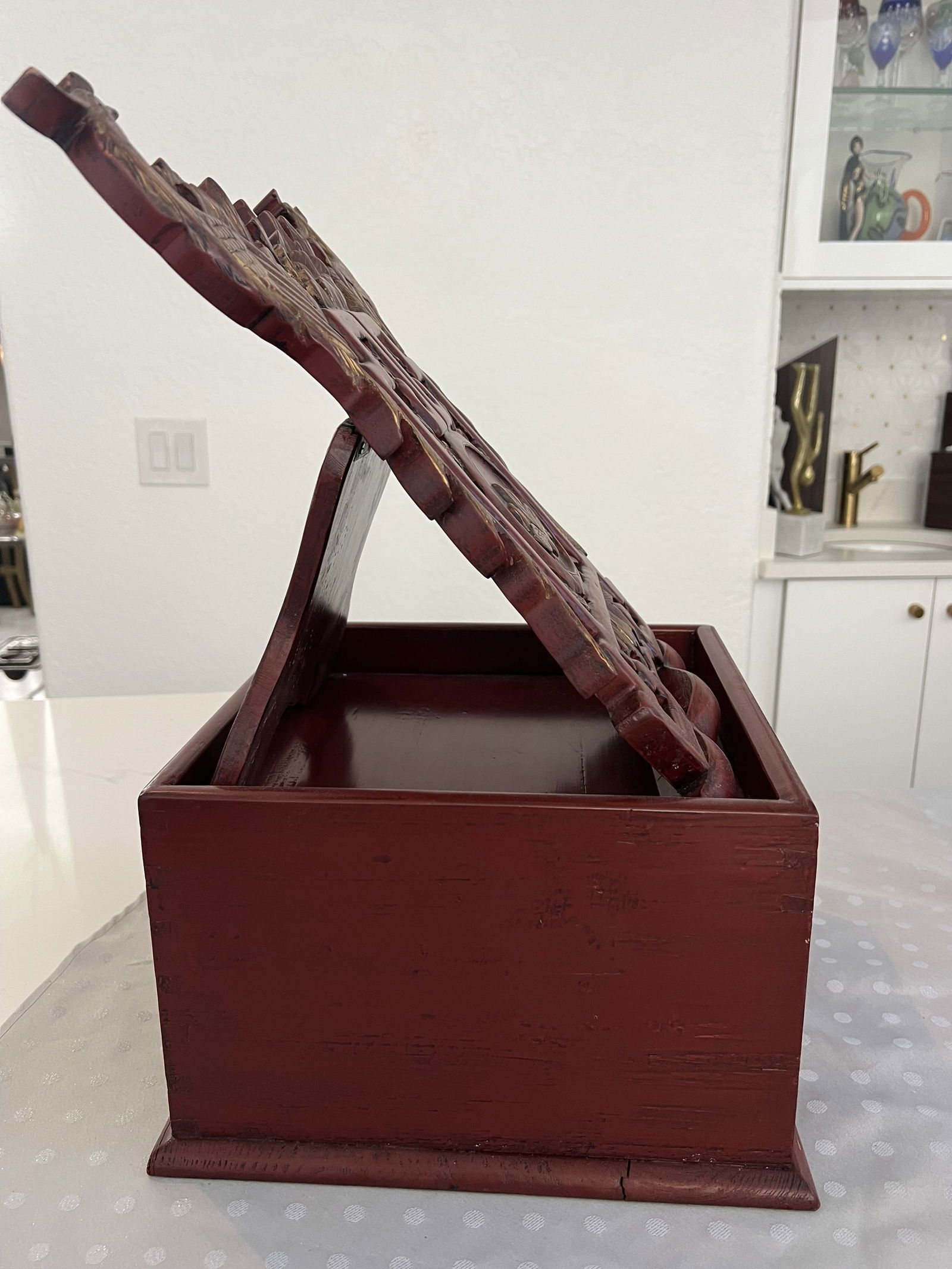 Vintage Chinoserie Red Lacquer Altar Stand - 6