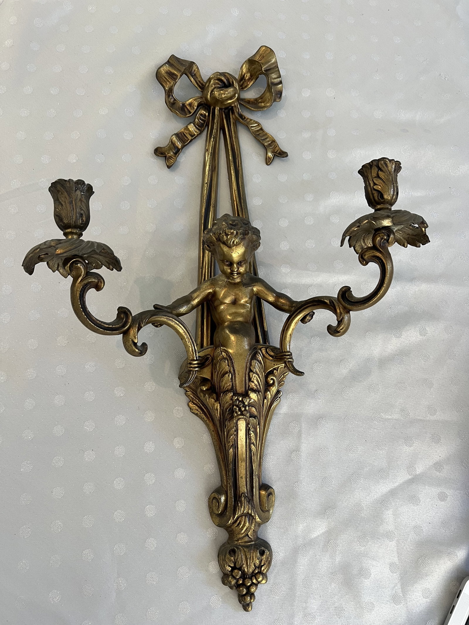 Vintage French Louis XVI Style Cherub Putti Wall Sconce (1 of 7)