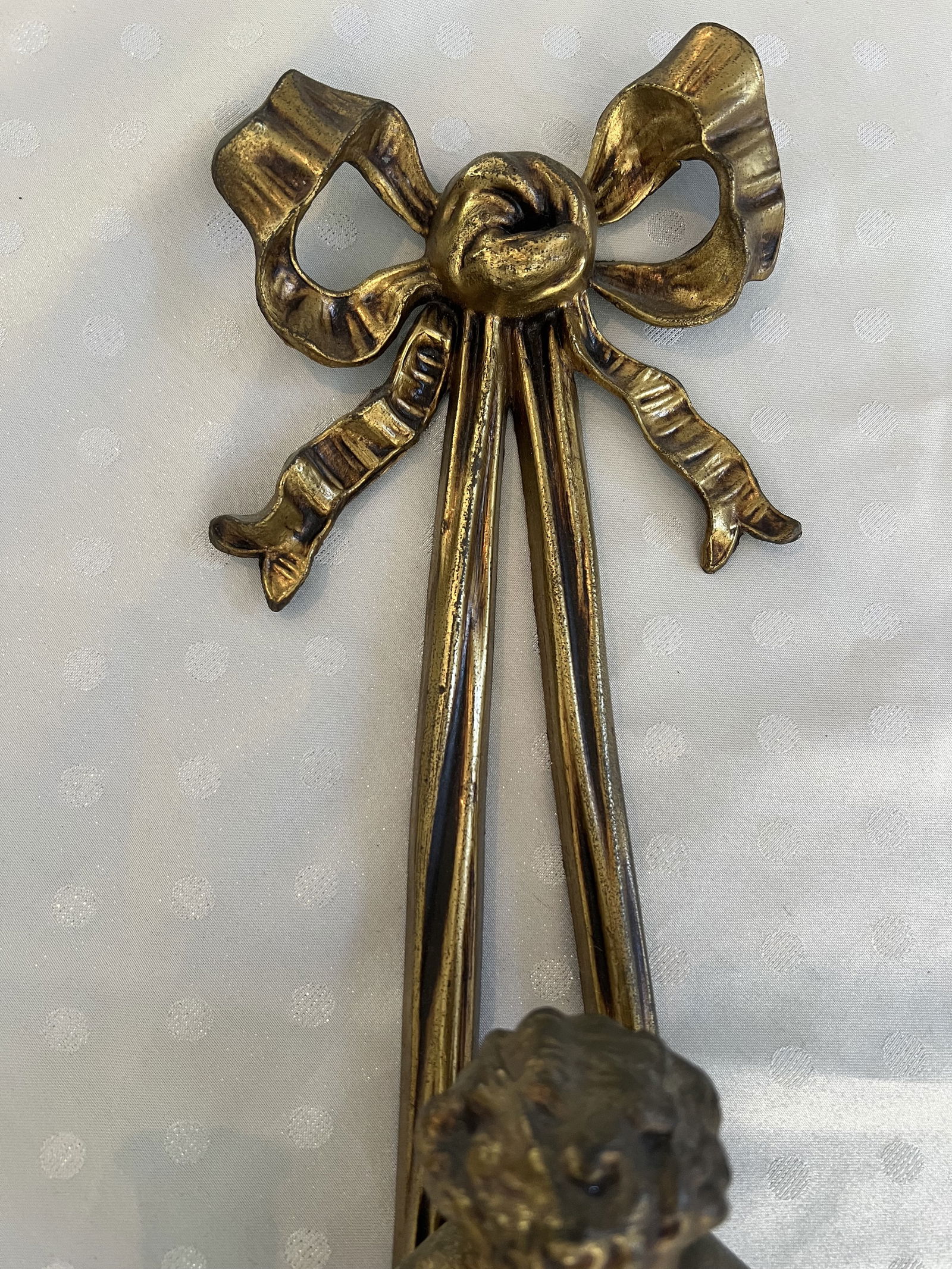 Vintage French Louis XVI Style Cherub Putti Wall Sconce - 2