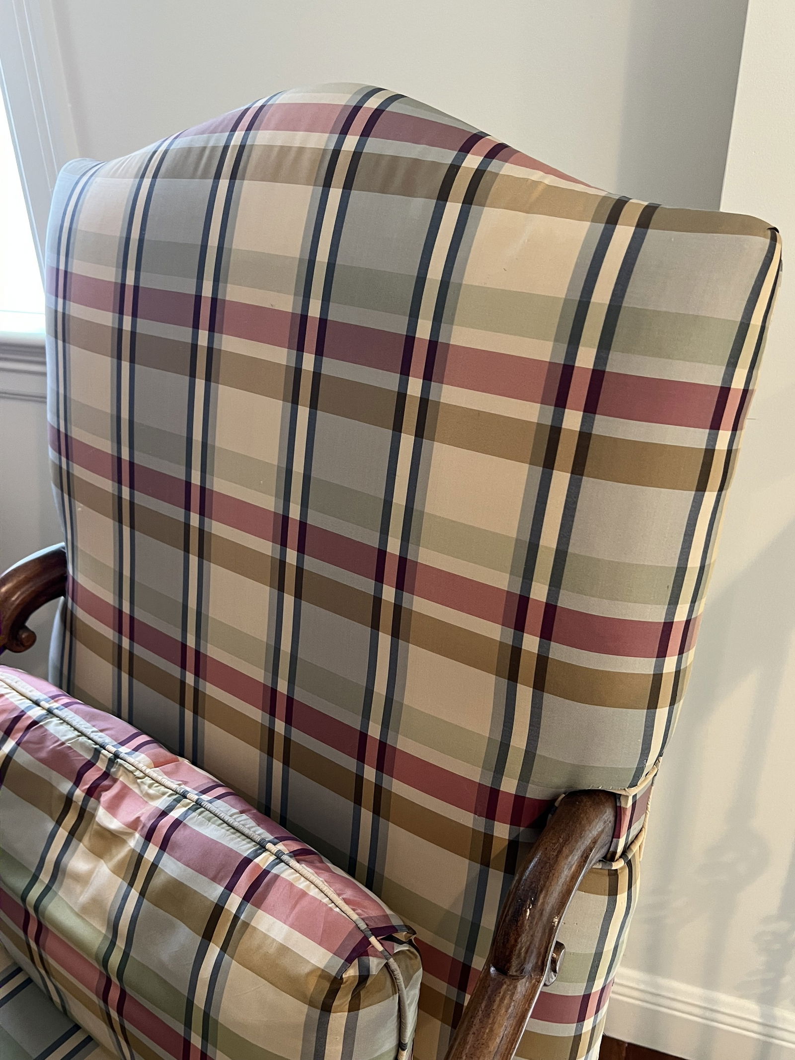 Pair of French Country Style Plaid Armchairs - 3