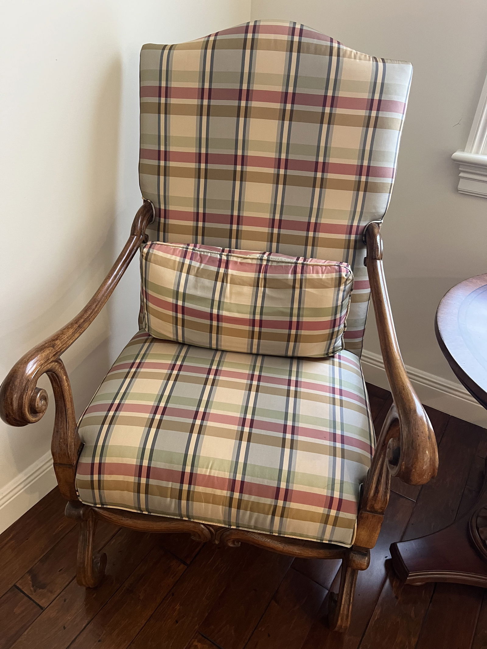 Pair of French Country Style Plaid Armchairs - 6
