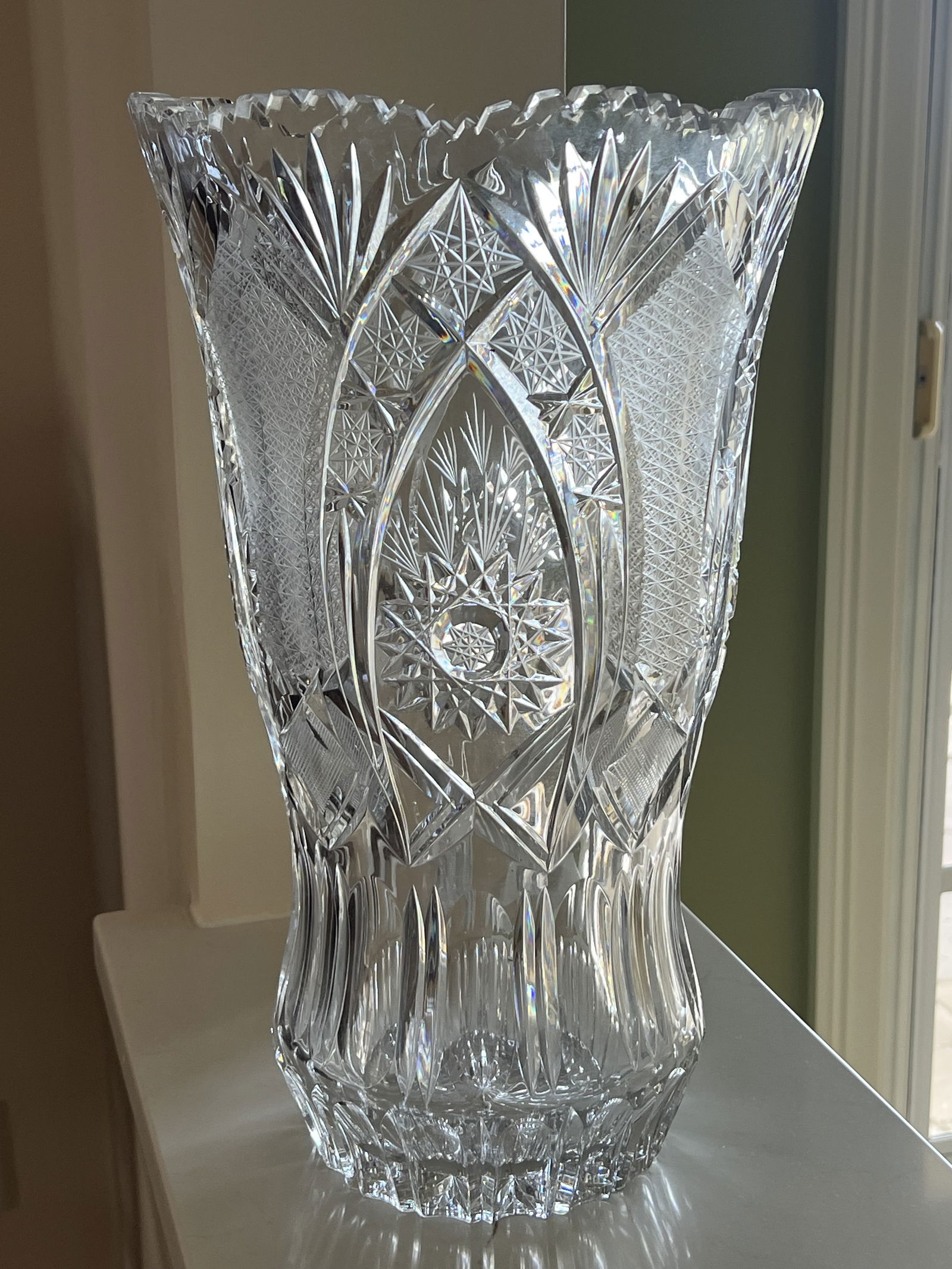 American Brilliant Cut Glass Vase Large - 2