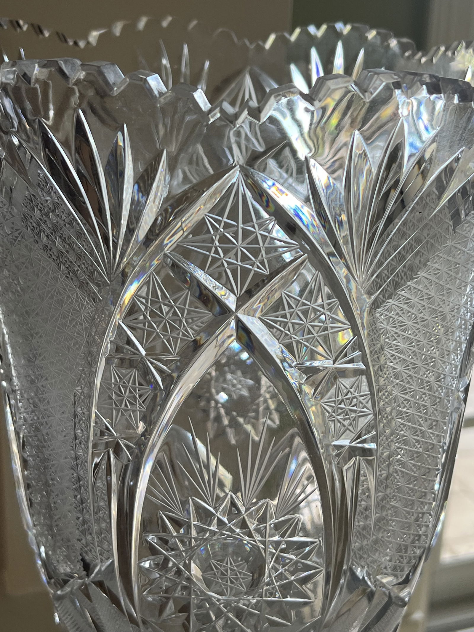 American Brilliant Cut Glass Vase Large - 4