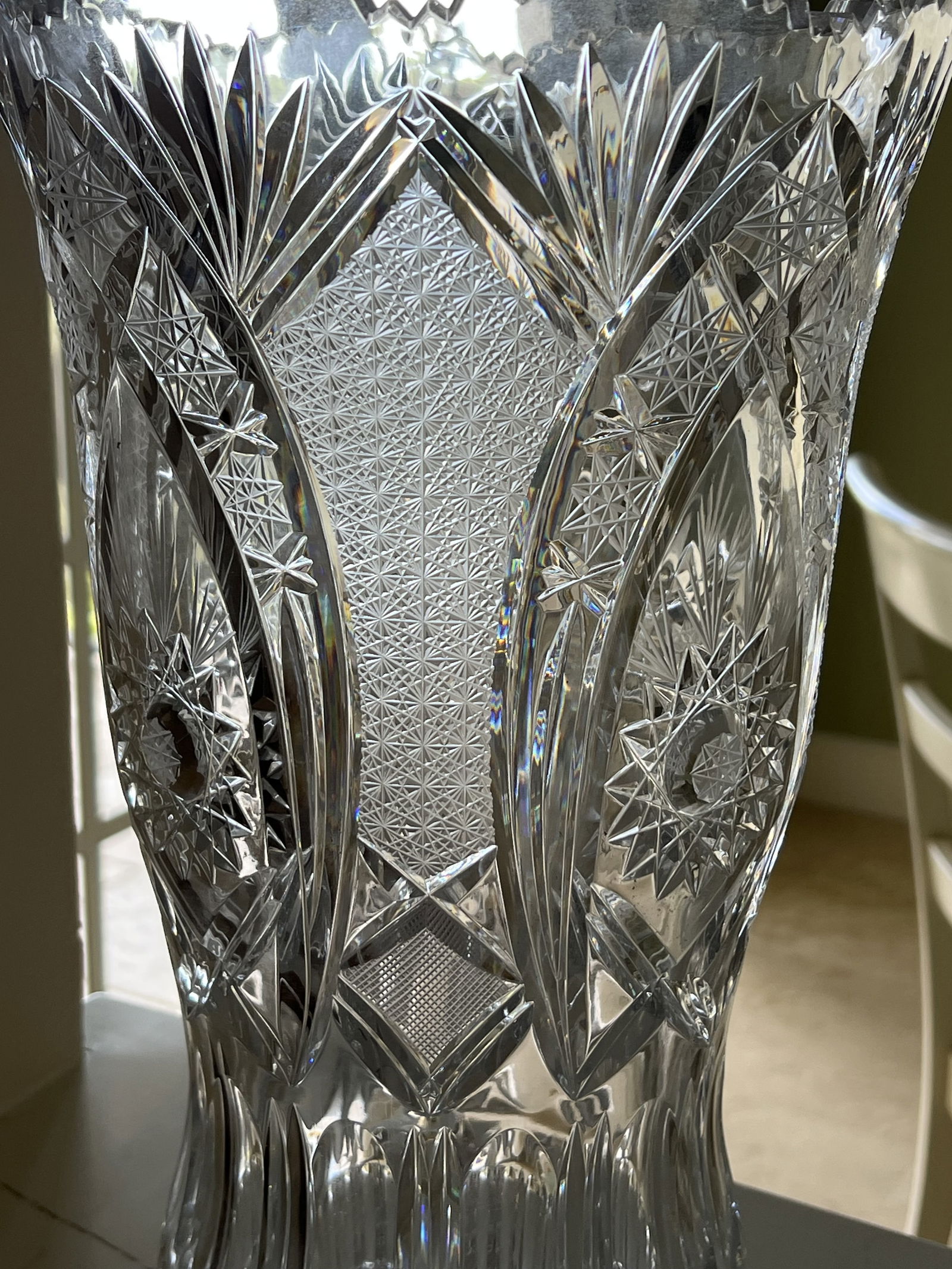 American Brilliant Cut Glass Vase Large - 7