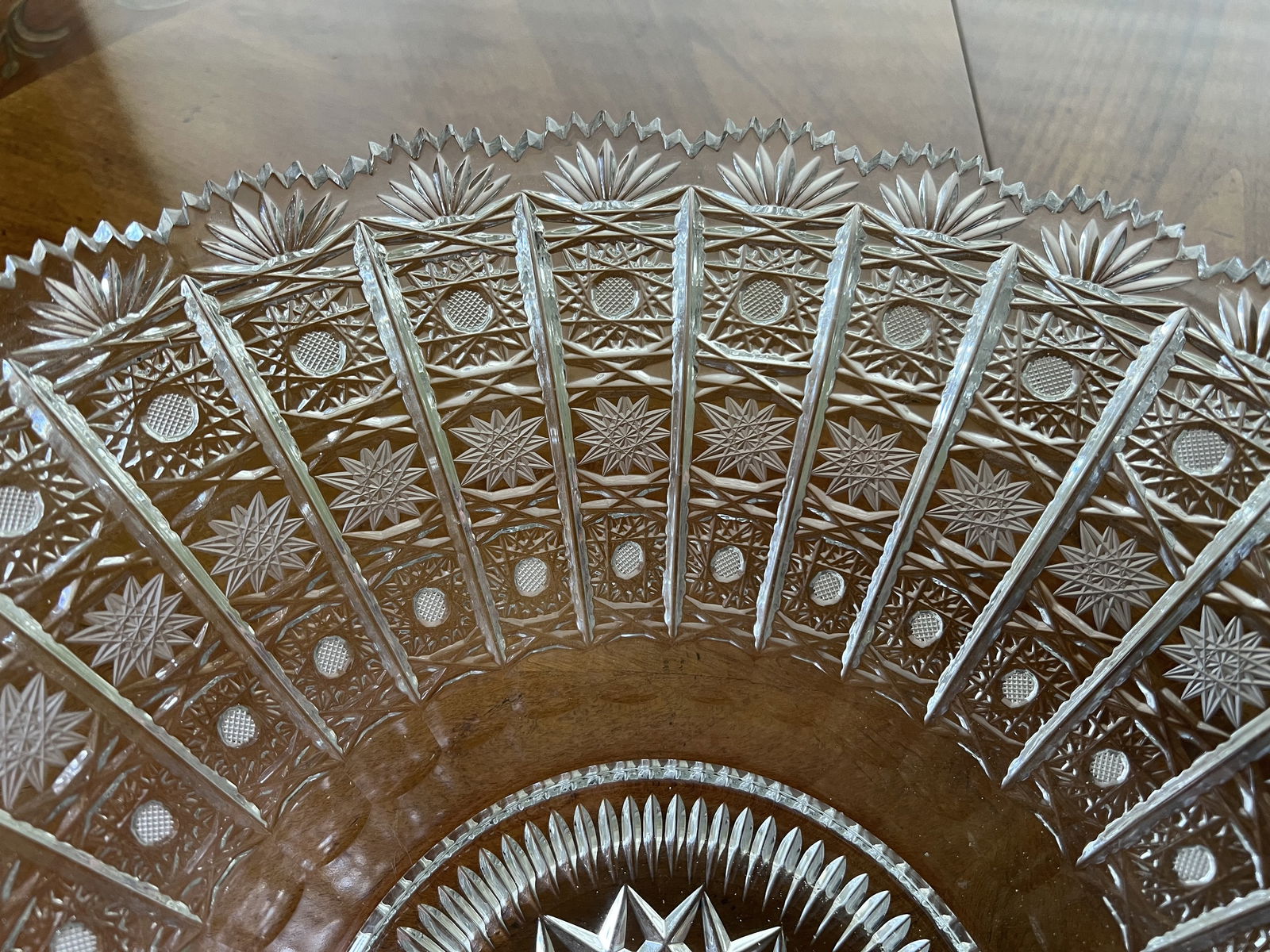 Bohemian Cut Glass Centerpiece Bowl - 2