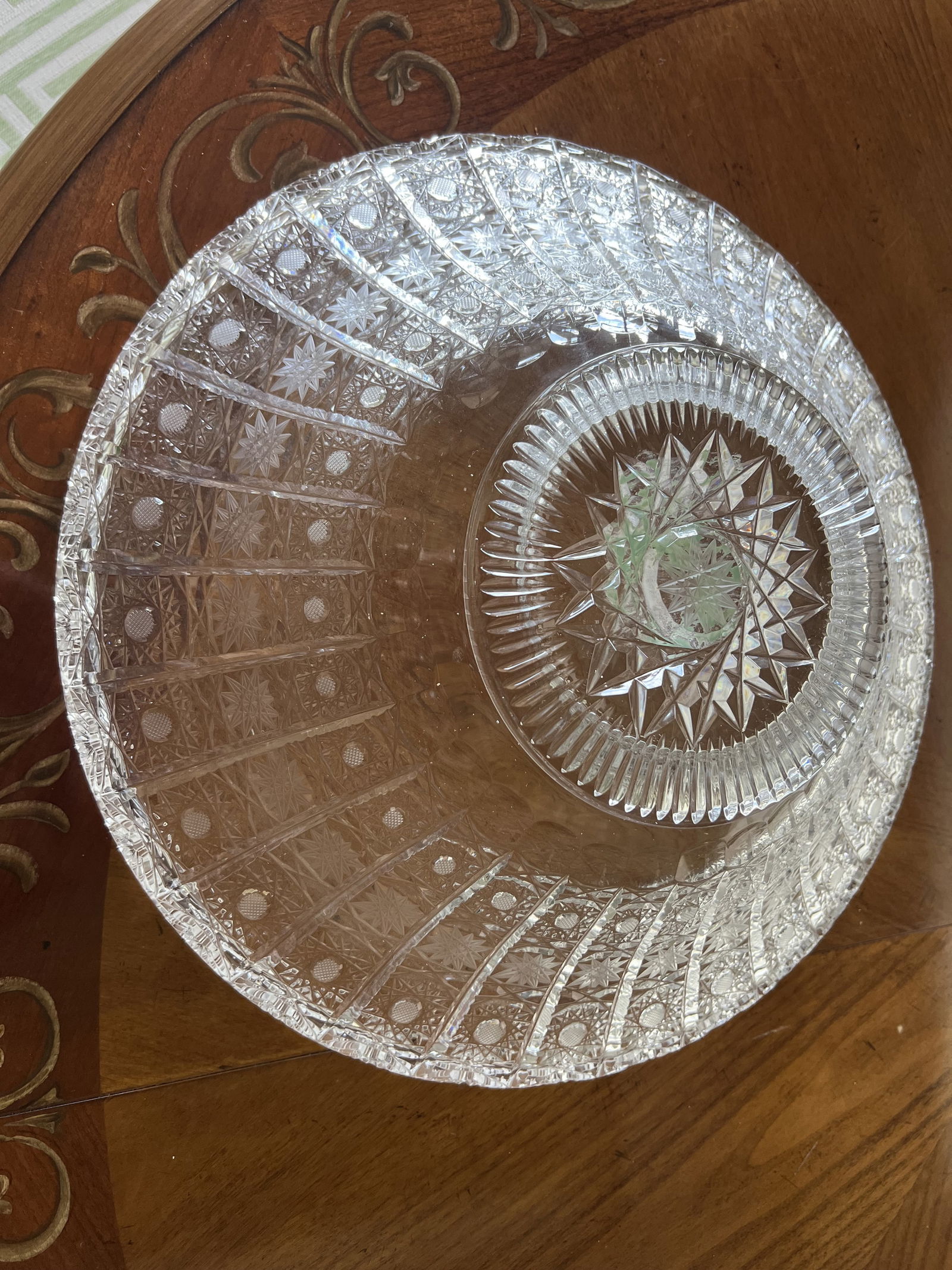 Bohemian Cut Glass Centerpiece Bowl - 5