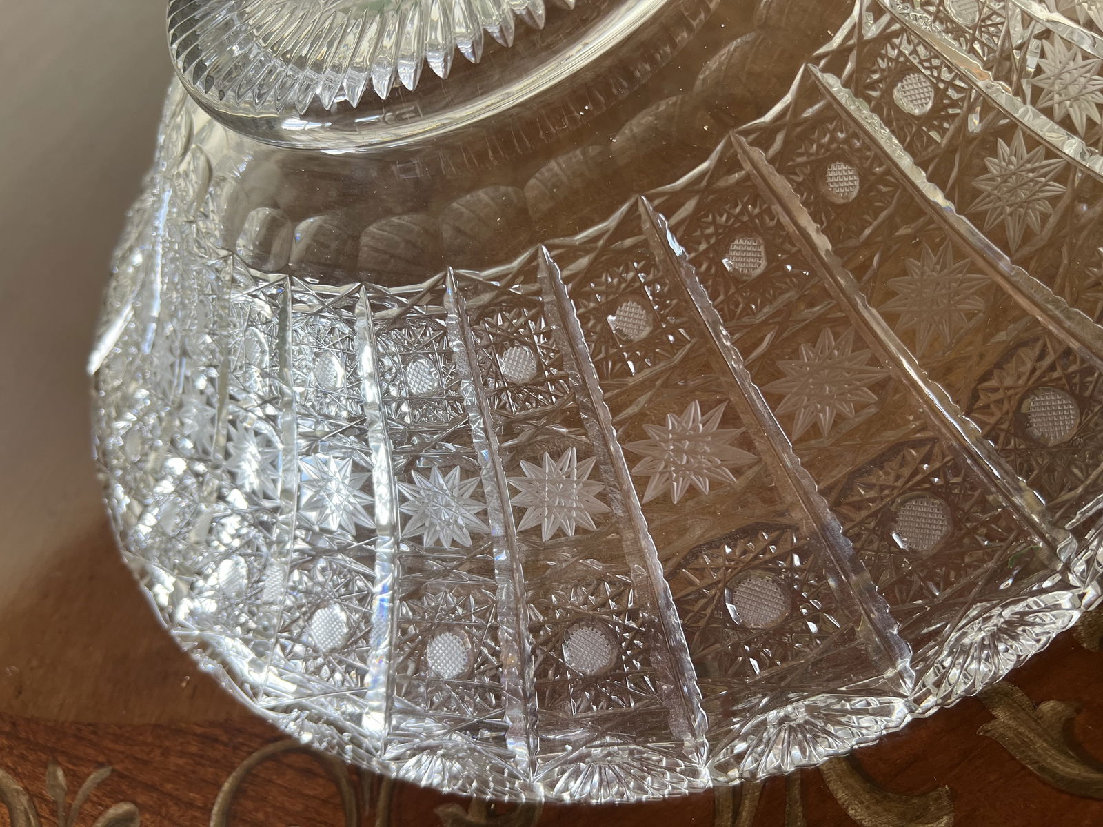 Bohemian Cut Glass Centerpiece Bowl - 6