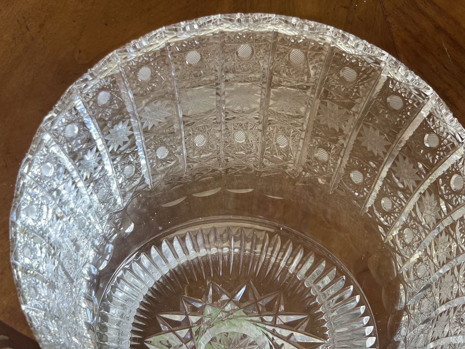 Bohemian Cut Glass Centerpiece Bowl - 7