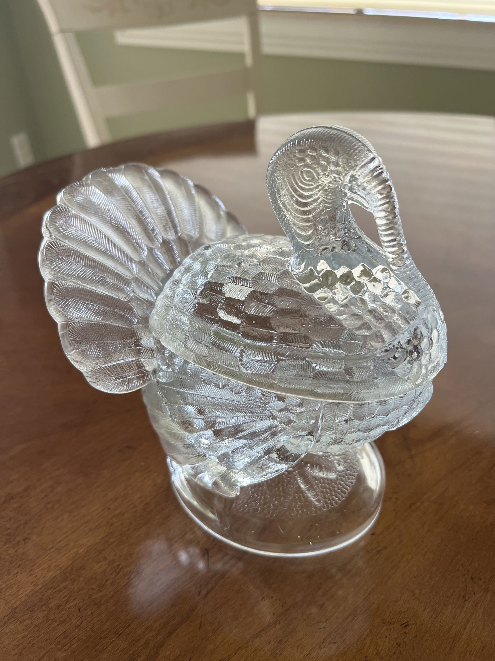 L E Smith Clear Carnival Glass Turkey - 2
