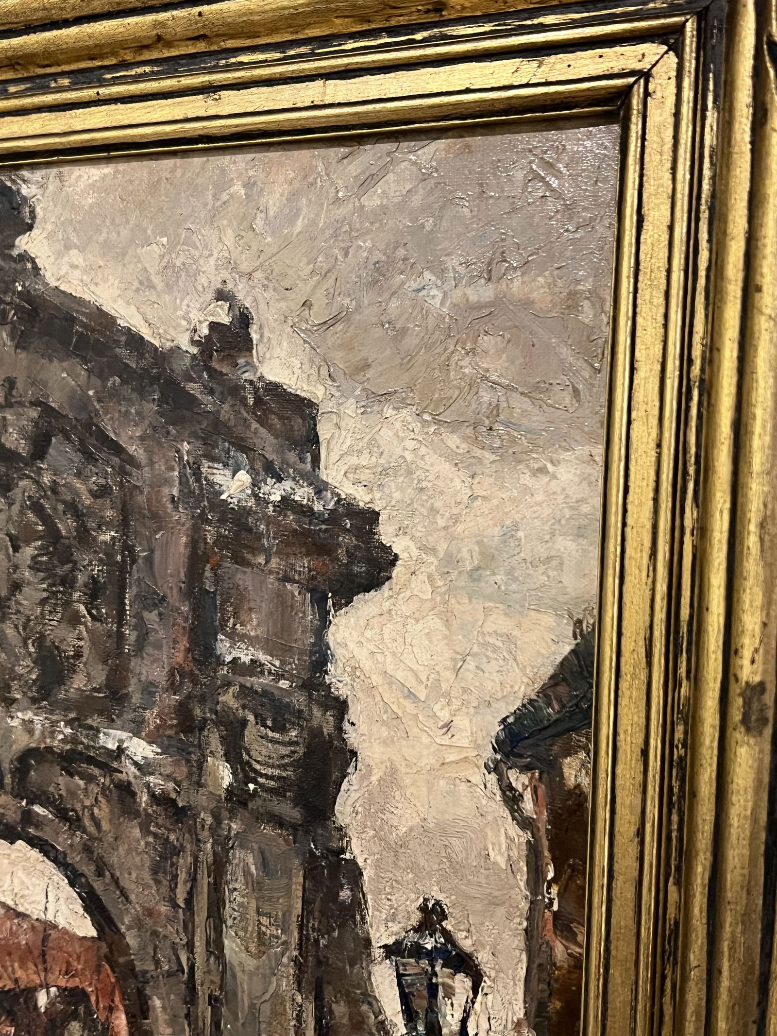 W Blanke Winter Street Scene Oil on Canvas Painting - 5