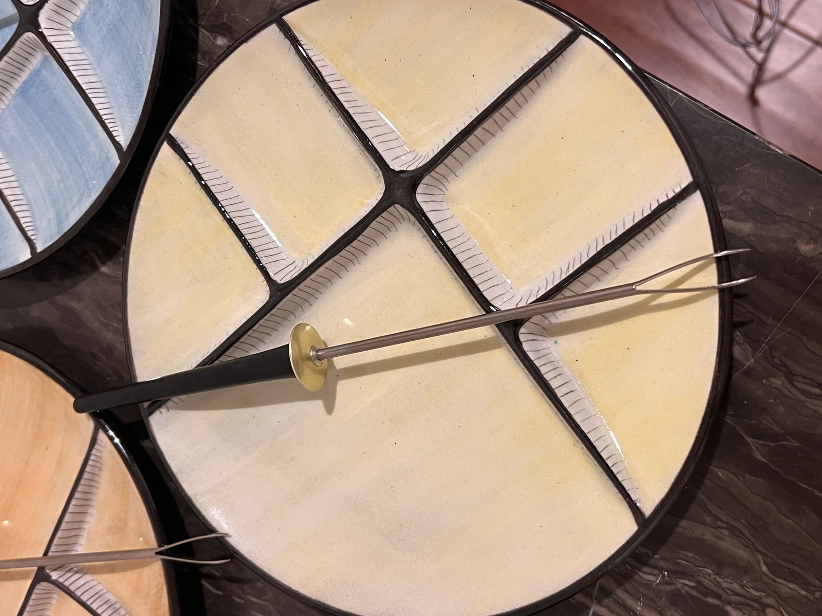 Burkart Handarbeit Swiss Fondue Plates & Forks - 2