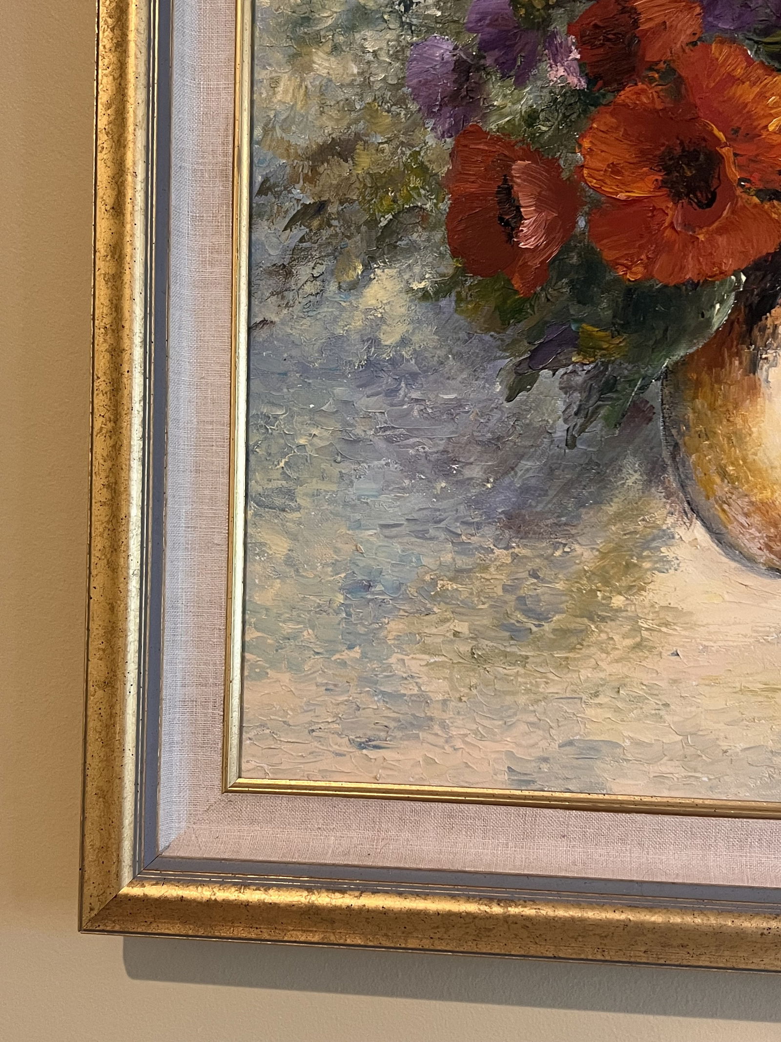 Vintage Floral Arrangement Oil on Canvas Painting - 4