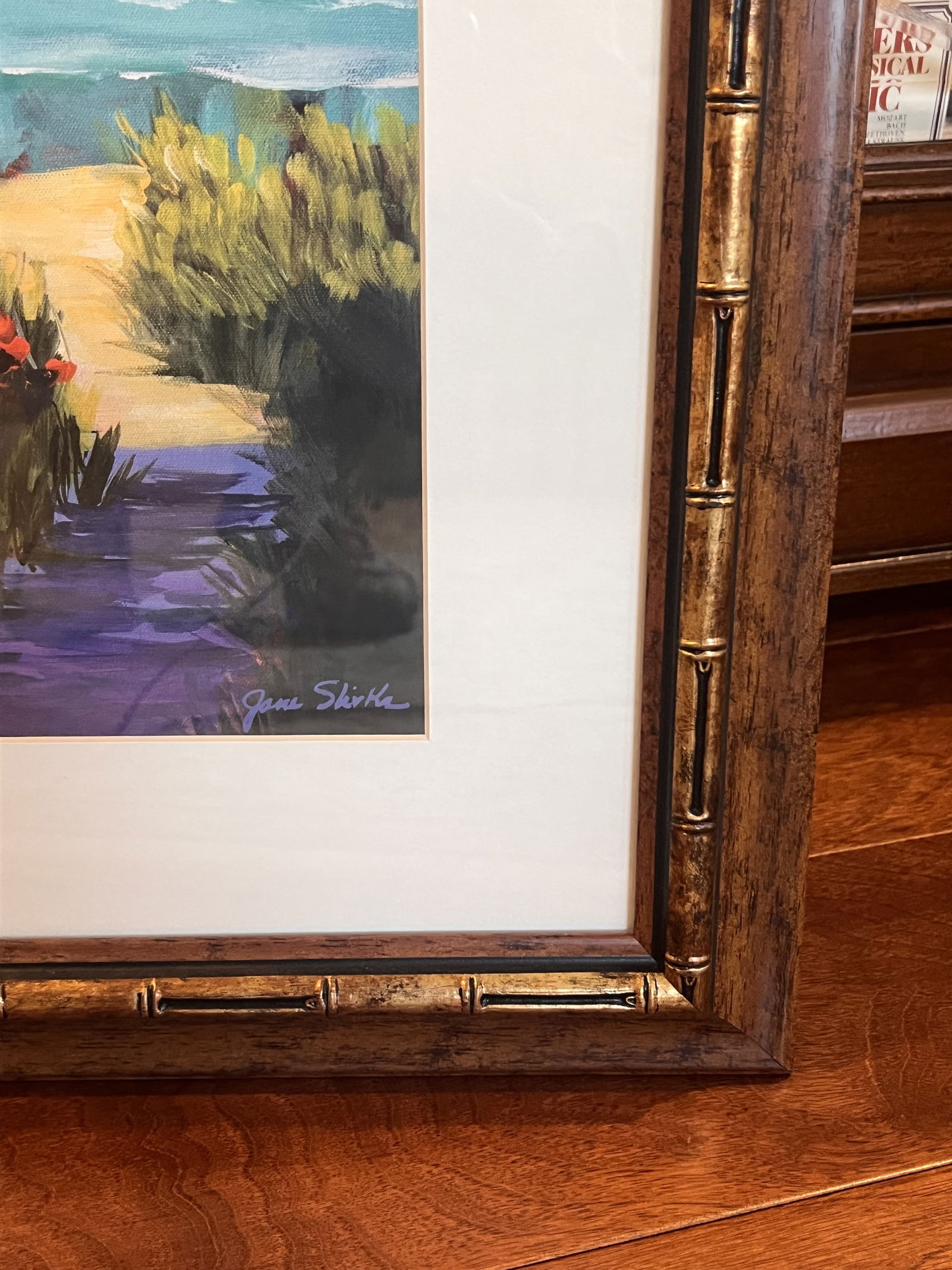 (2) Coastal Beach Scene Prints in Coordinating Bamboo Frames - 4