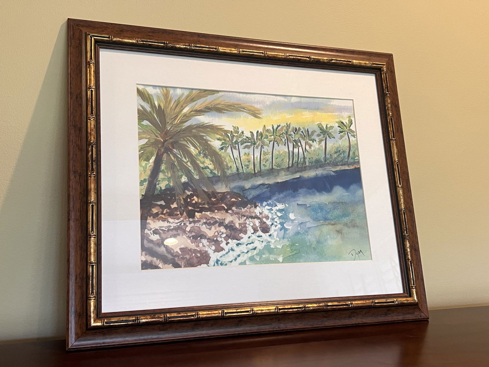(2) Coastal Beach Scene Prints in Coordinating Bamboo Frames - 6