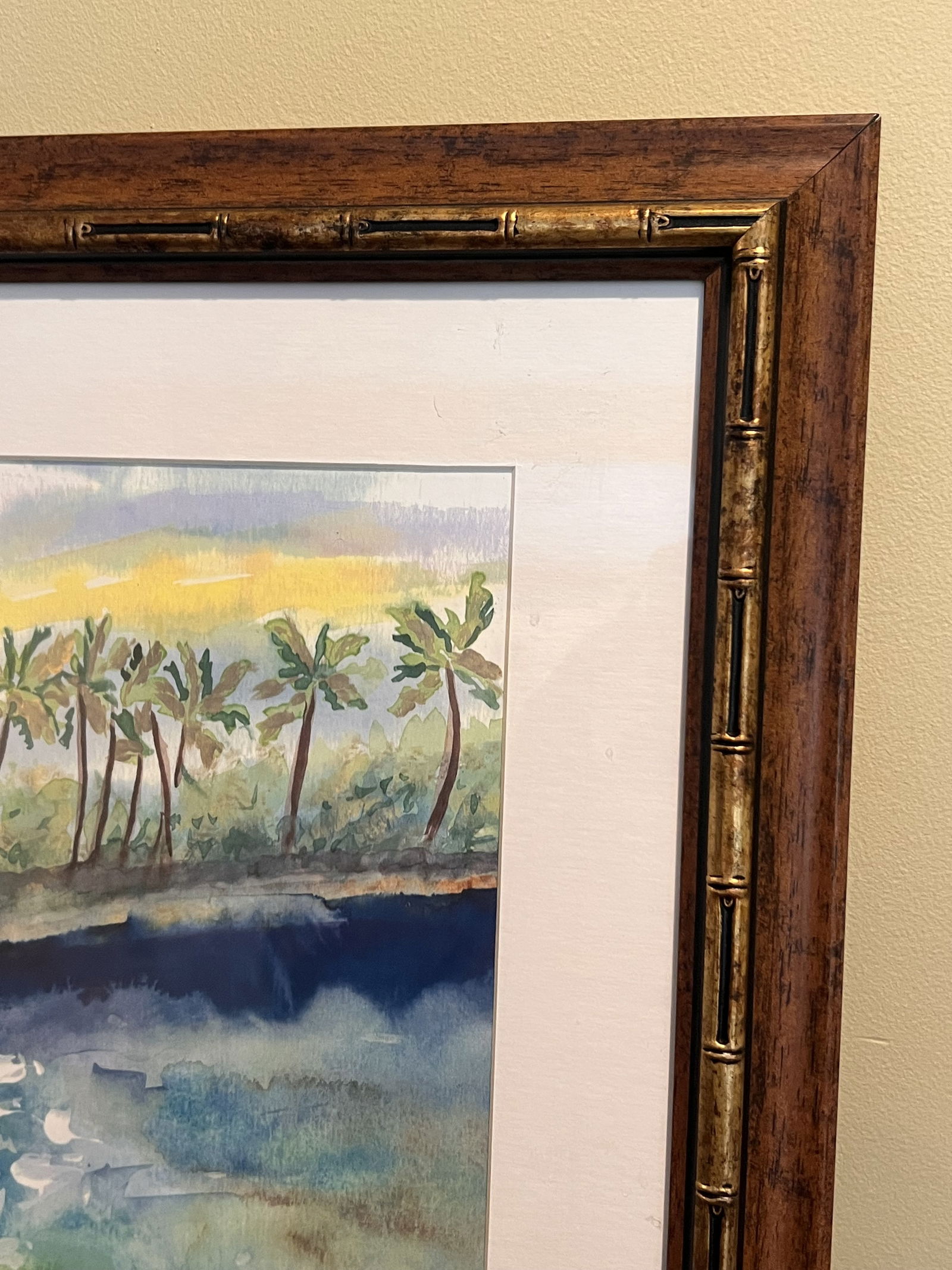 (2) Coastal Beach Scene Prints in Coordinating Bamboo Frames - 8