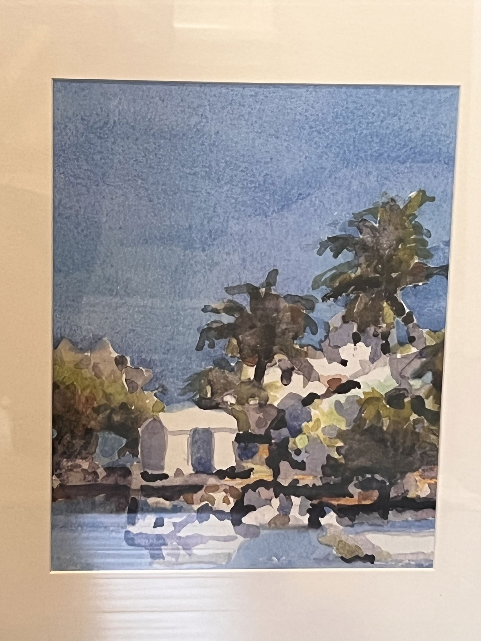 Decorative Coastal Print in Mirrored Frame - 2