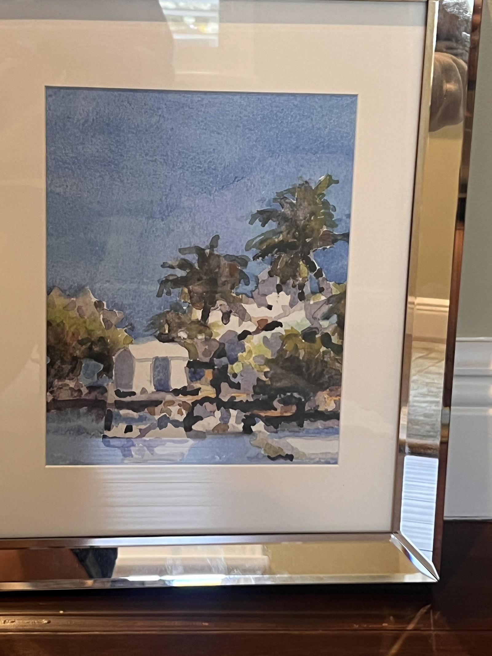 Decorative Coastal Print in Mirrored Frame - 3